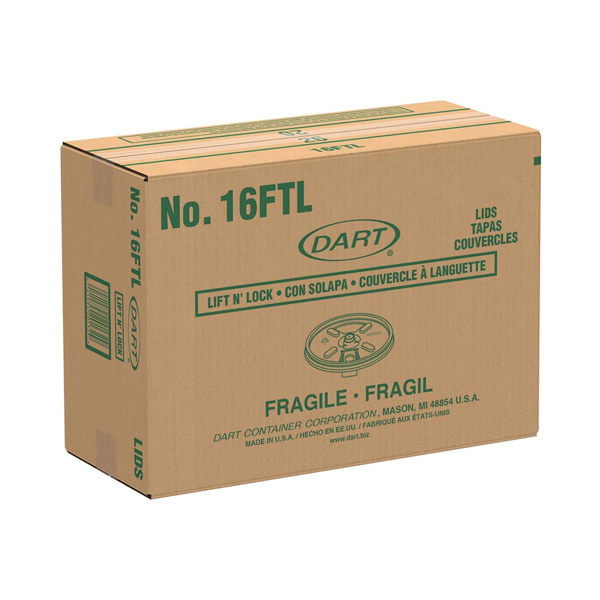 RJ Schinner Co - 16FTL Drinking Cup Lid Dart® Lock & Lift For 16 oz. Cups Clear Plastic Disposable