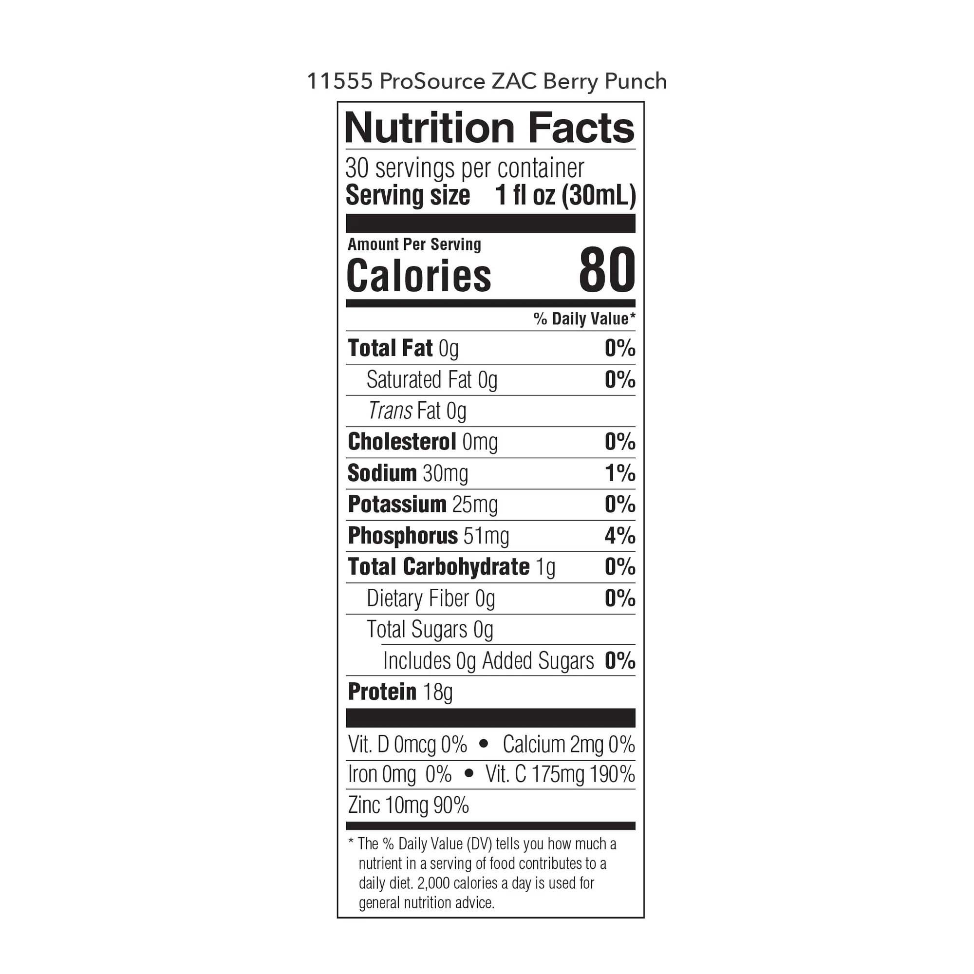 Medtrition-National Nutrition - 11555 ProSource ZAC™ Berry Punch Complete Liquid Protein for Medical Food Use