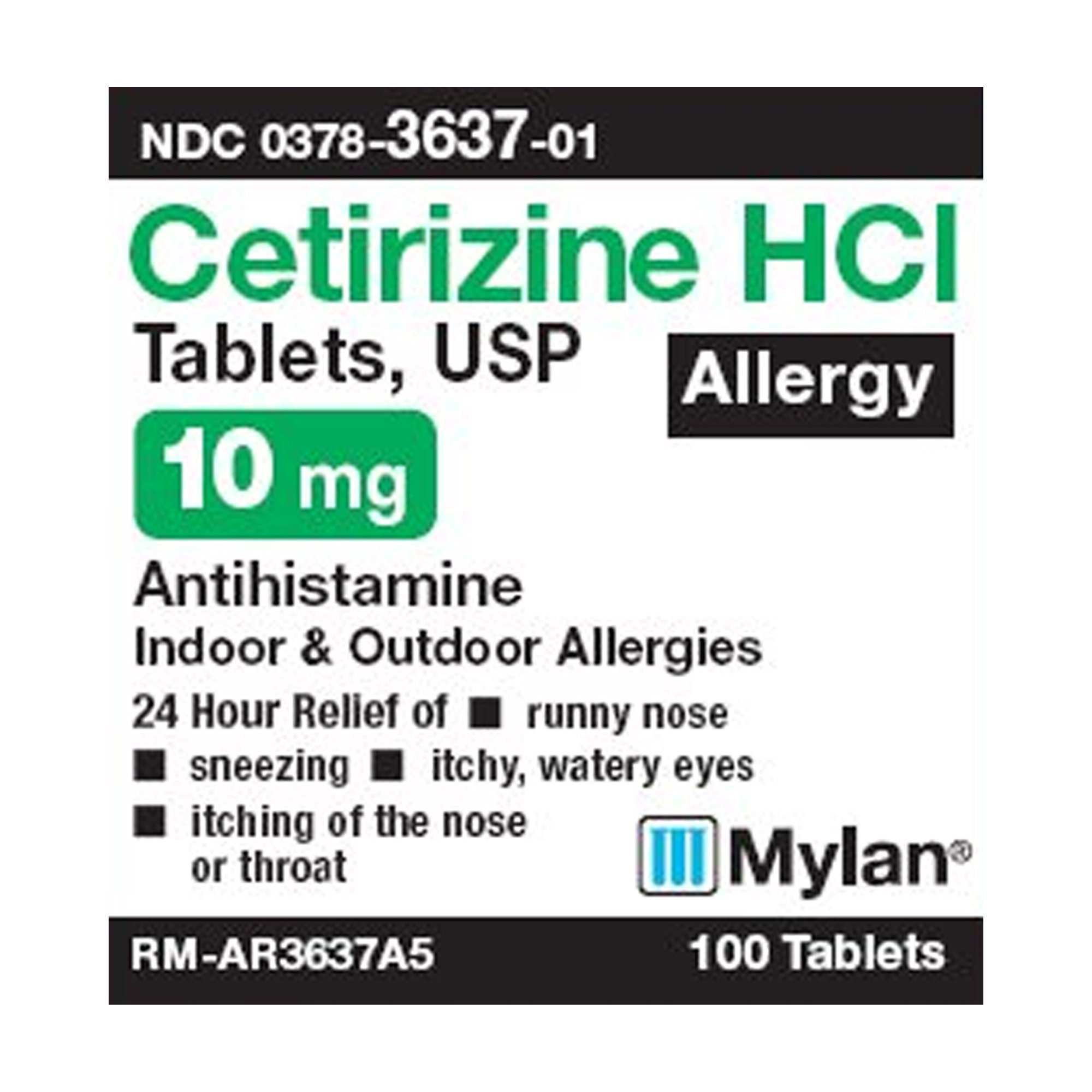 Mylan Pharmaceuticals - 00378363701 Mylan Cetirizine HCl Allergy Relief