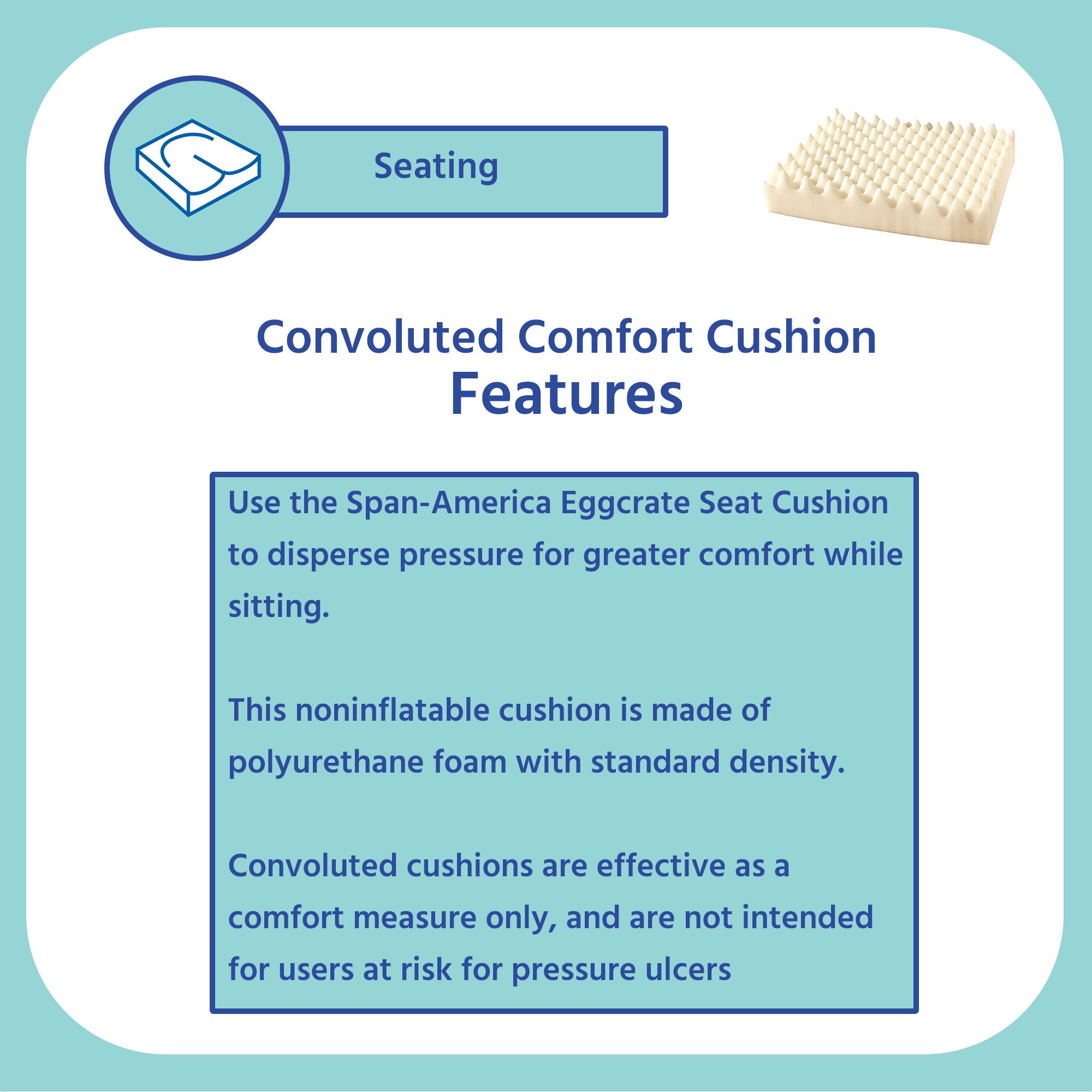 Span America 50077-112 - Span-America Eggcrate Seat Cushion, 16x 16 x 3 Inch - 1/Each, 12/Case