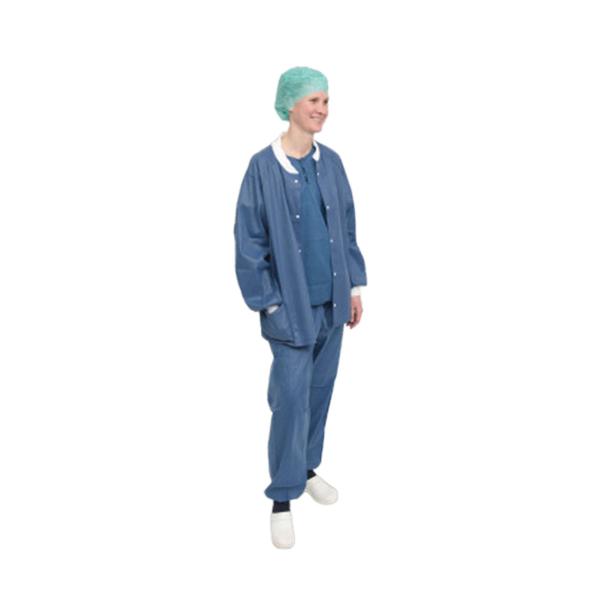 Molnlycke - 28000 Warm-Up Jacket Barrier® Blue Small Hip Length Spunbond Nonwoven Disposable