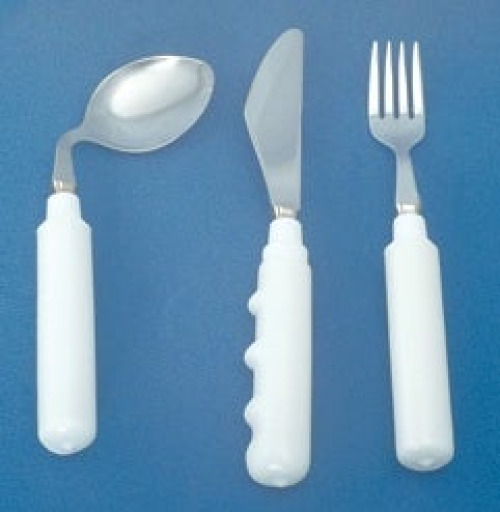 Alimed - 2970011311 Soup Spoon Grip-Tight Angled / Left Handed White Metal / Plastic