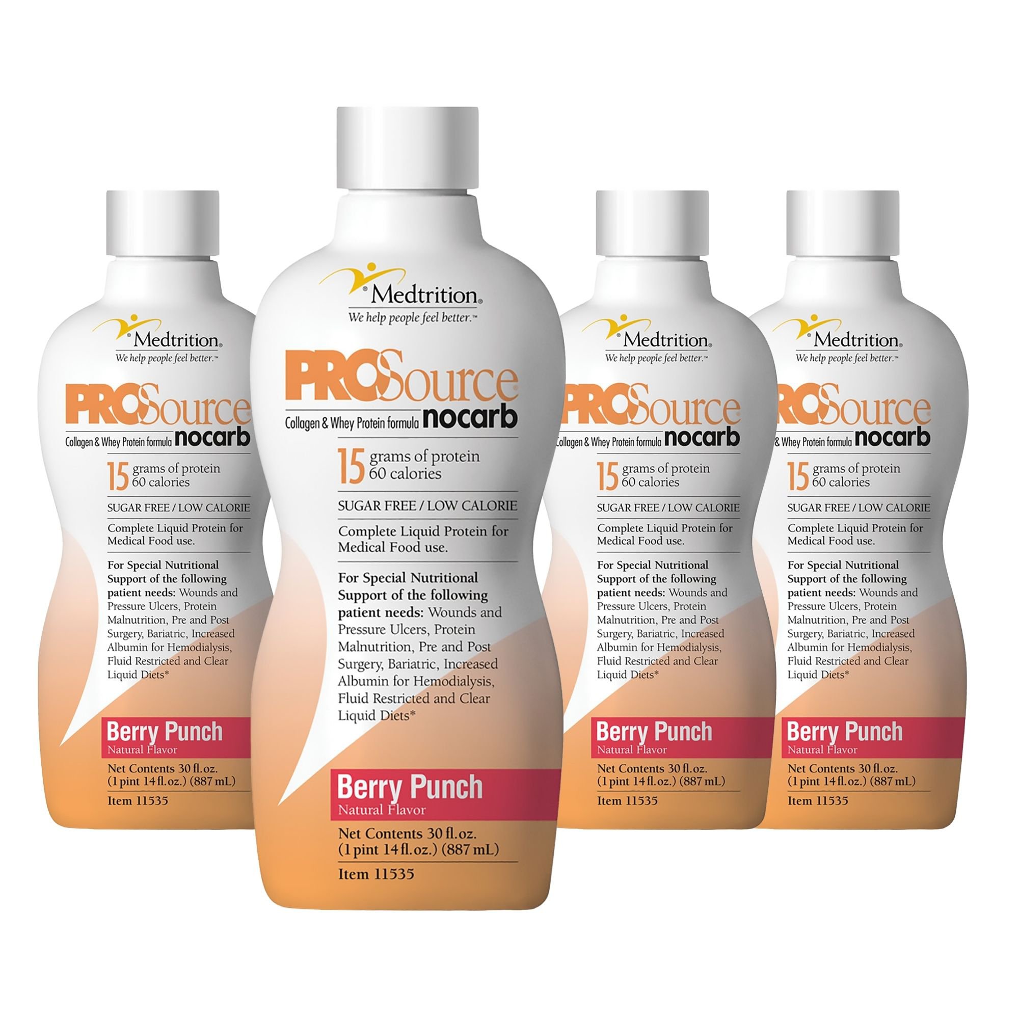 Medtrition-National Nutrition 11535 - ProSource NoCarb™ Berry Punch Collagen and Whey Protein Formula, 32-ounce Bottle - 1/Each, 4/Case