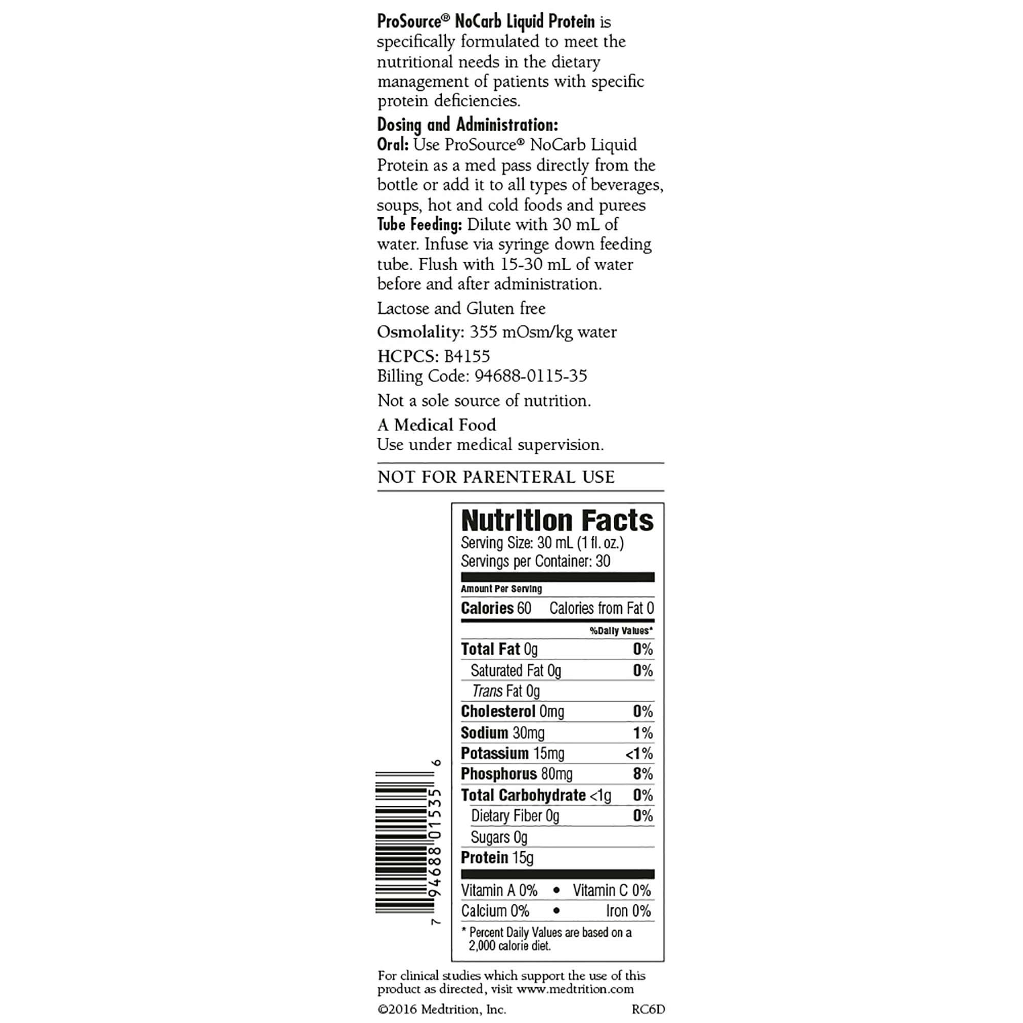 Medtrition-National Nutrition 11535 - ProSource NoCarb™ Berry Punch Collagen and Whey Protein Formula, 32-ounce Bottle - 1/Each, 4/Case