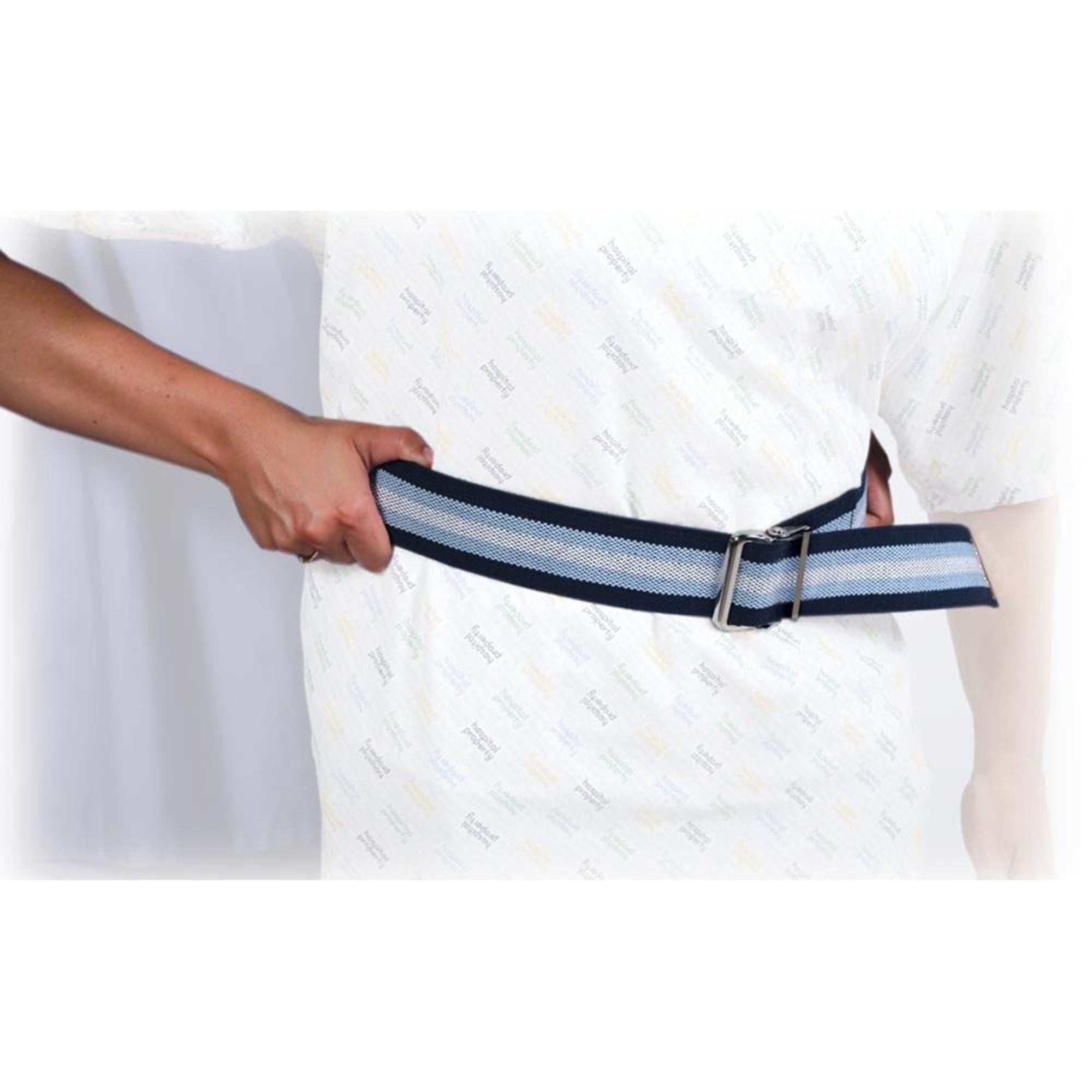 Alimed - 2970008129 Gait Belt AliMed® Antimicrobial 70 Inch Length Dark Blue / Light Blue / White Stripe Cotton