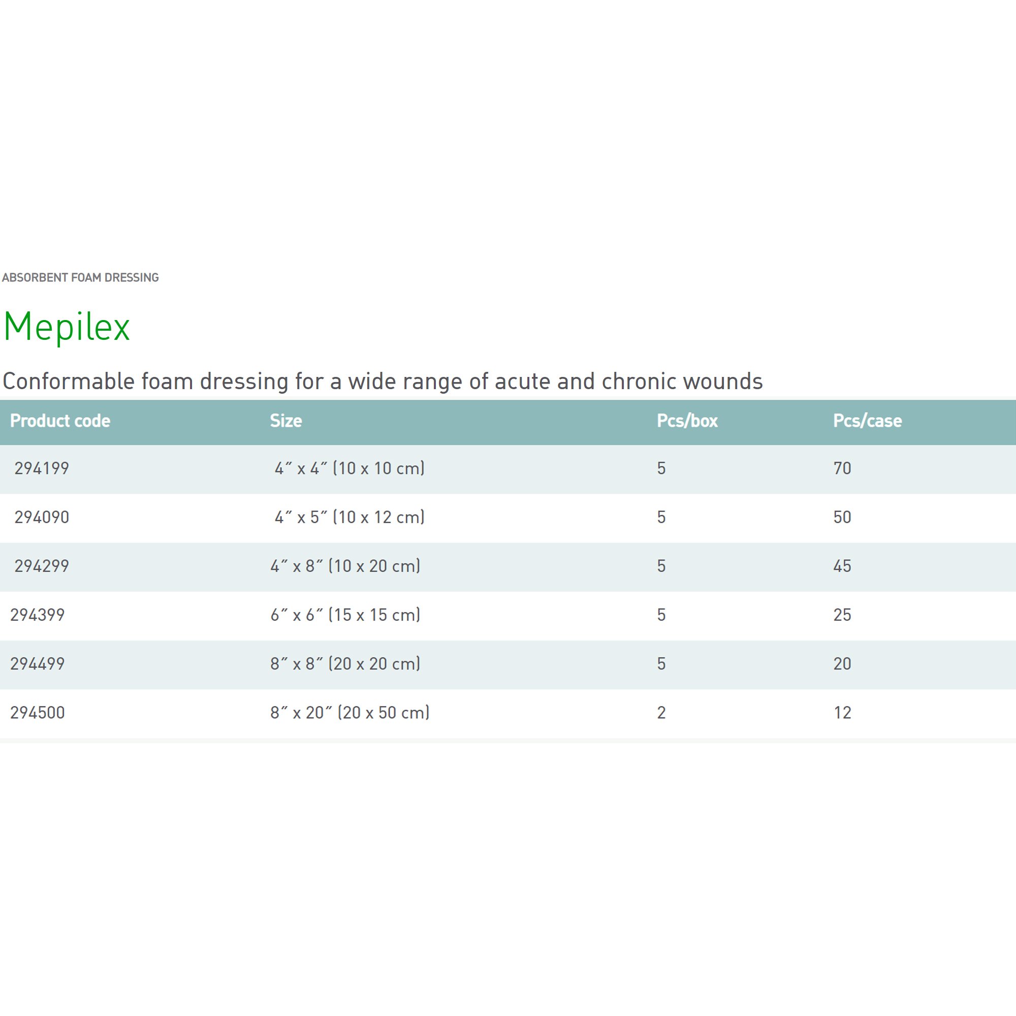 Molnlycke 294499 - Mepilex® Silicone Adhesive without Border Silicone Foam Dressing, 8 x 8 Inch - 1/Each, 5/Box, 20/Case
