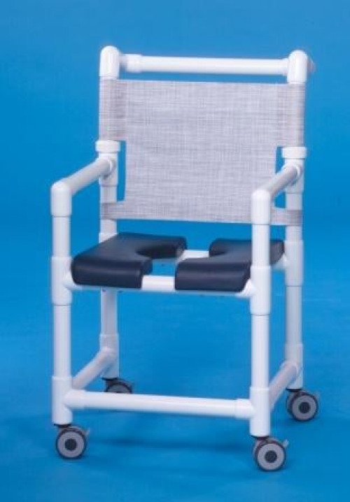 IPU - SC716N-NAVY MESH Shower Chair ipu® Fixed Arms PVC Frame Mesh Backrest 17-1/4 Inch Seat Width 300 lbs. Weight Capacity