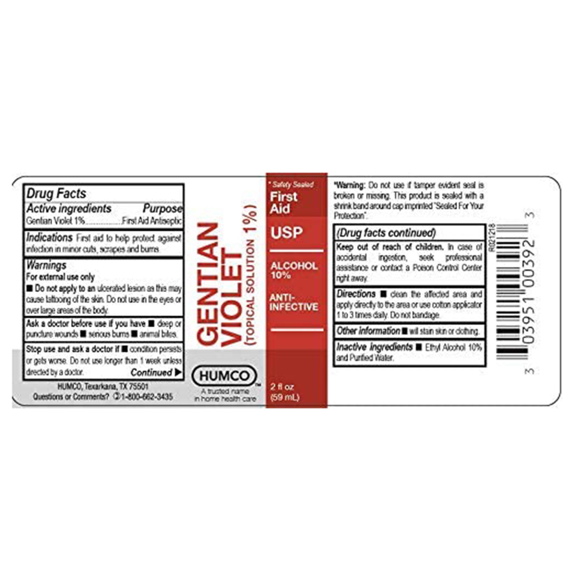 Humco - 00395100392 Humco Gentian Violet First Aid Antibiotic