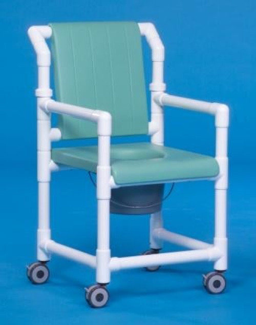 IPU - SCC701N Commode / Shower Chair ipu® Fixed Arms PVC Frame Mesh Backrest 17-1/4 Inch Seat Width 300 lbs. Weight Capacity