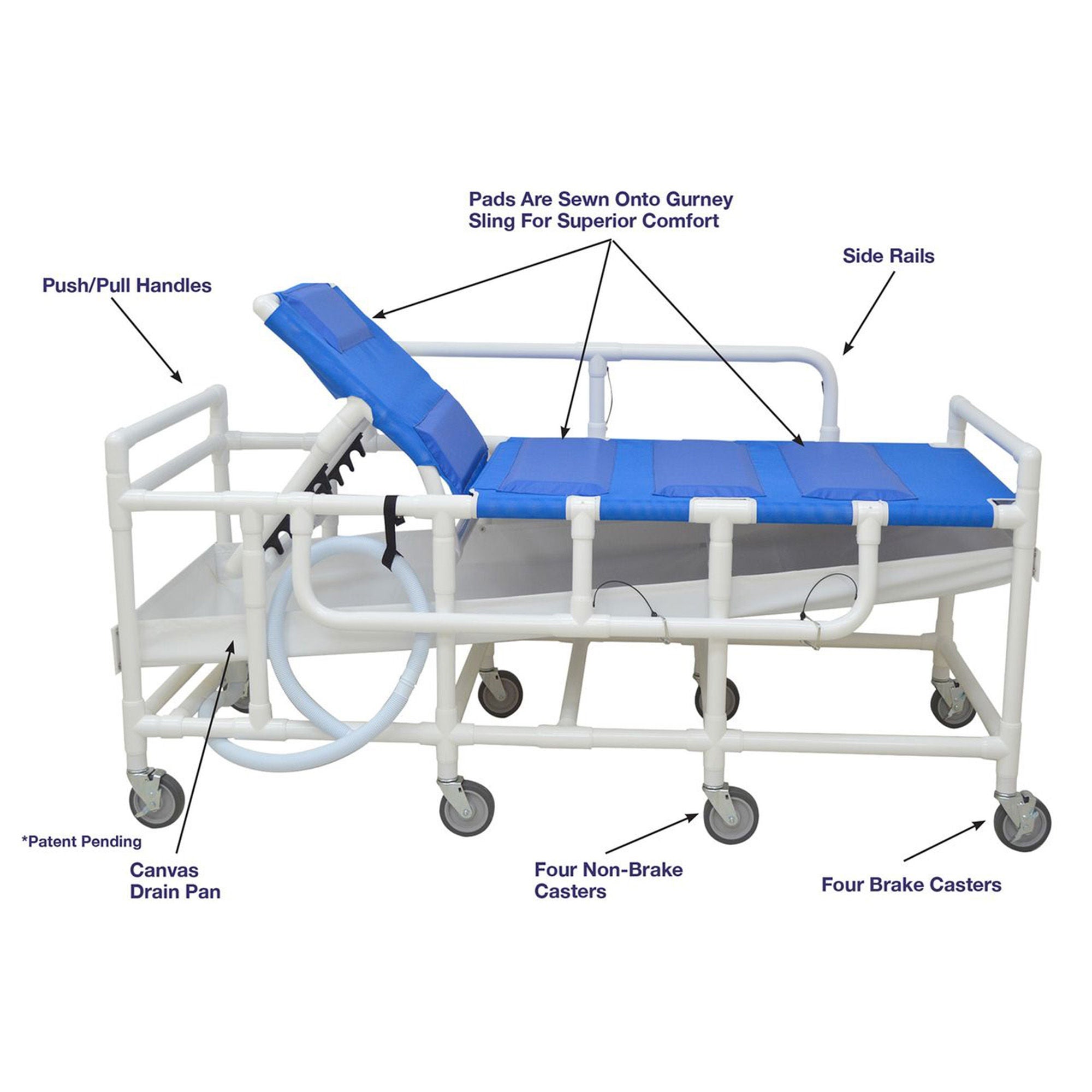 MJM International - 910-B Bariatric Shower Gurney Series 910 600 lbs. Weight Capacity
