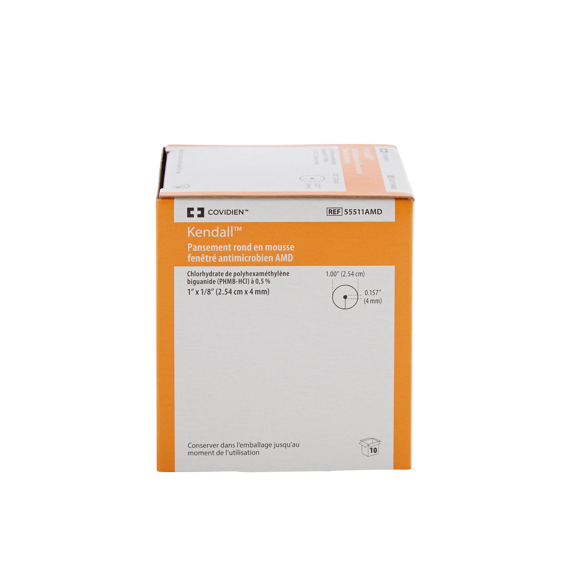 Cardinal 55511AMD - Kendall™ AMD Nonadhesive Antimicrobial Foam Dressing, 1-Inch Fenestrated Round - 1/Each, 10/Box, 40/Case