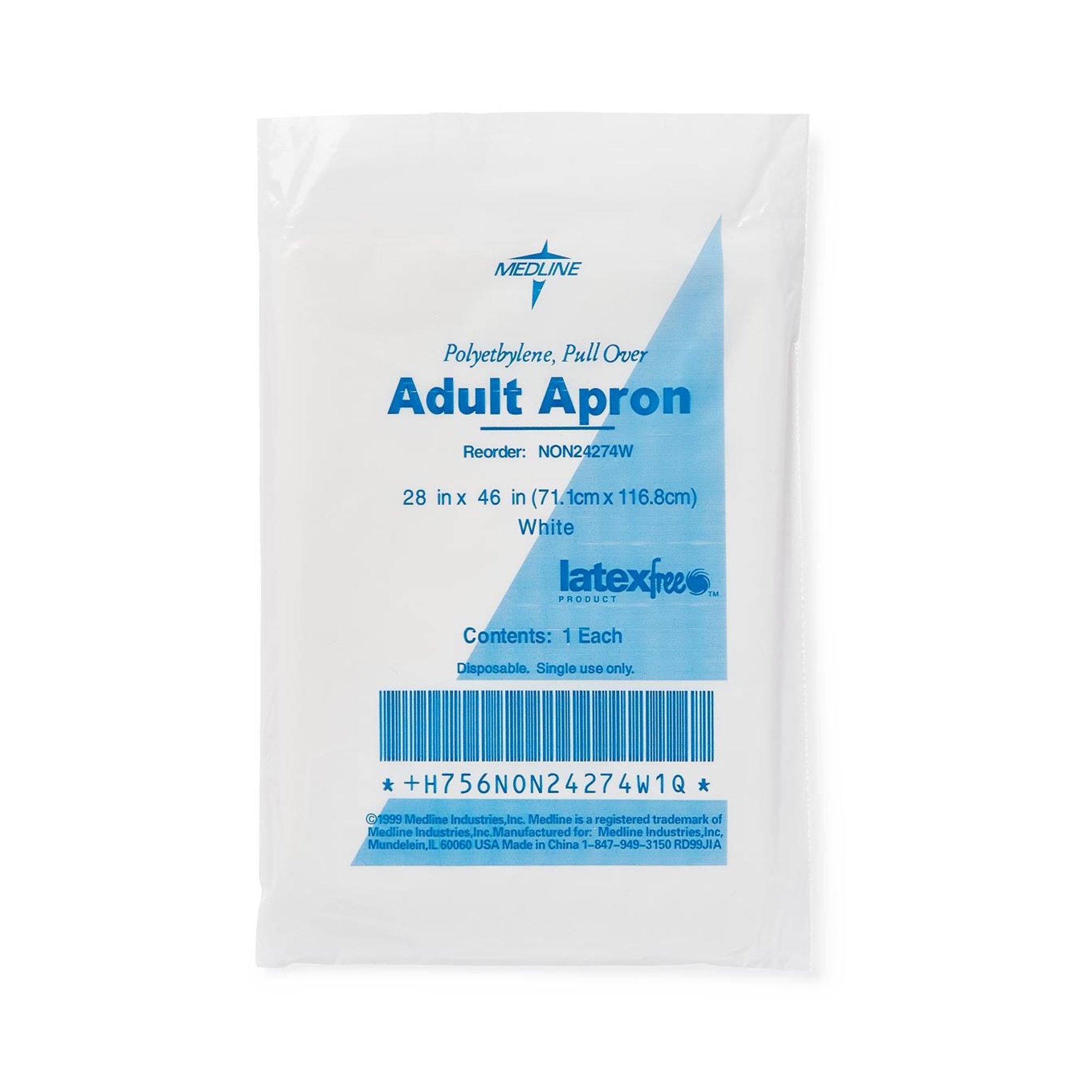 Medline NON24274W - Medline® General Purpose Apron - 1/Each, 50/Box, 250/Case