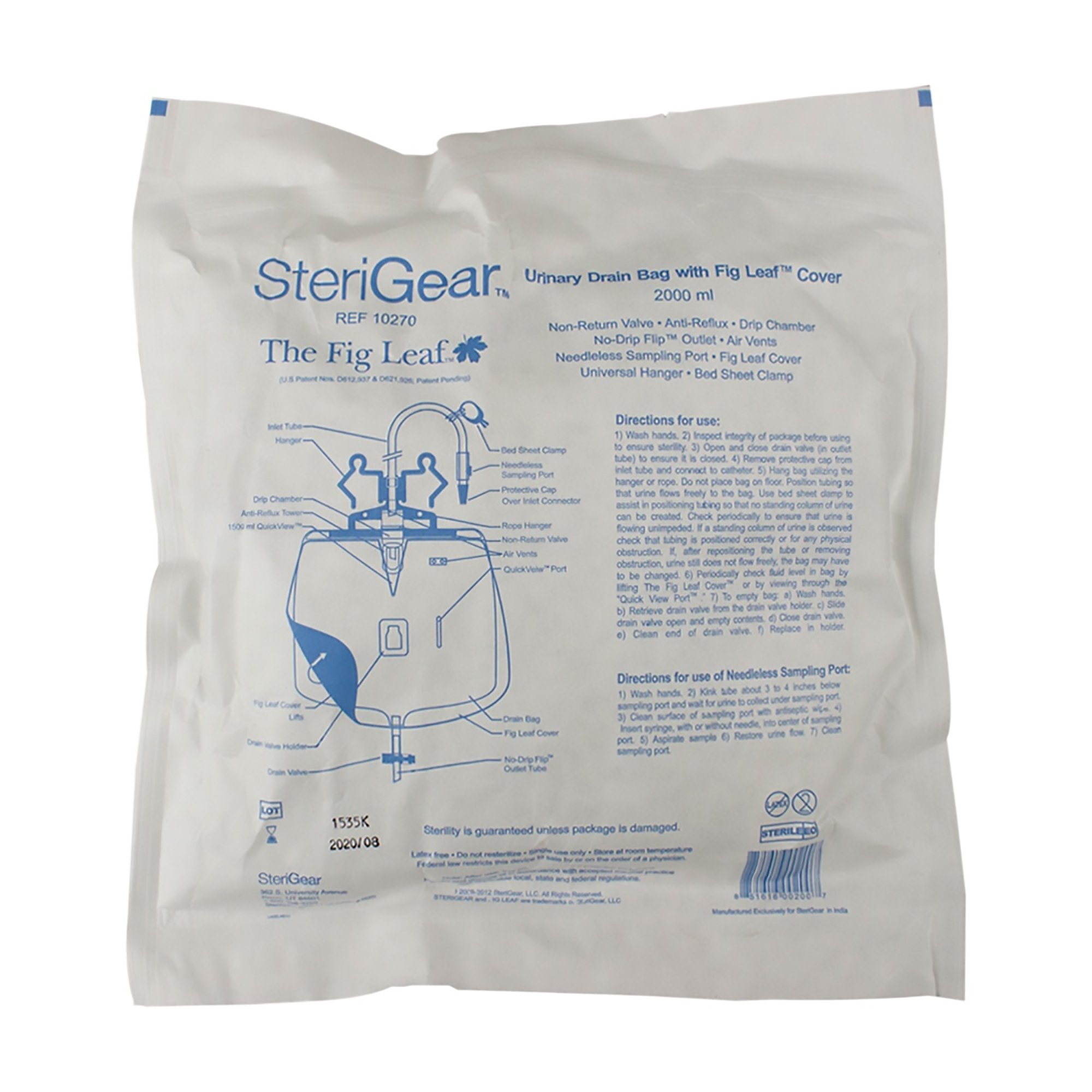 Sterigear - 10270 Fig Leaf™ Urinary Drain Bag