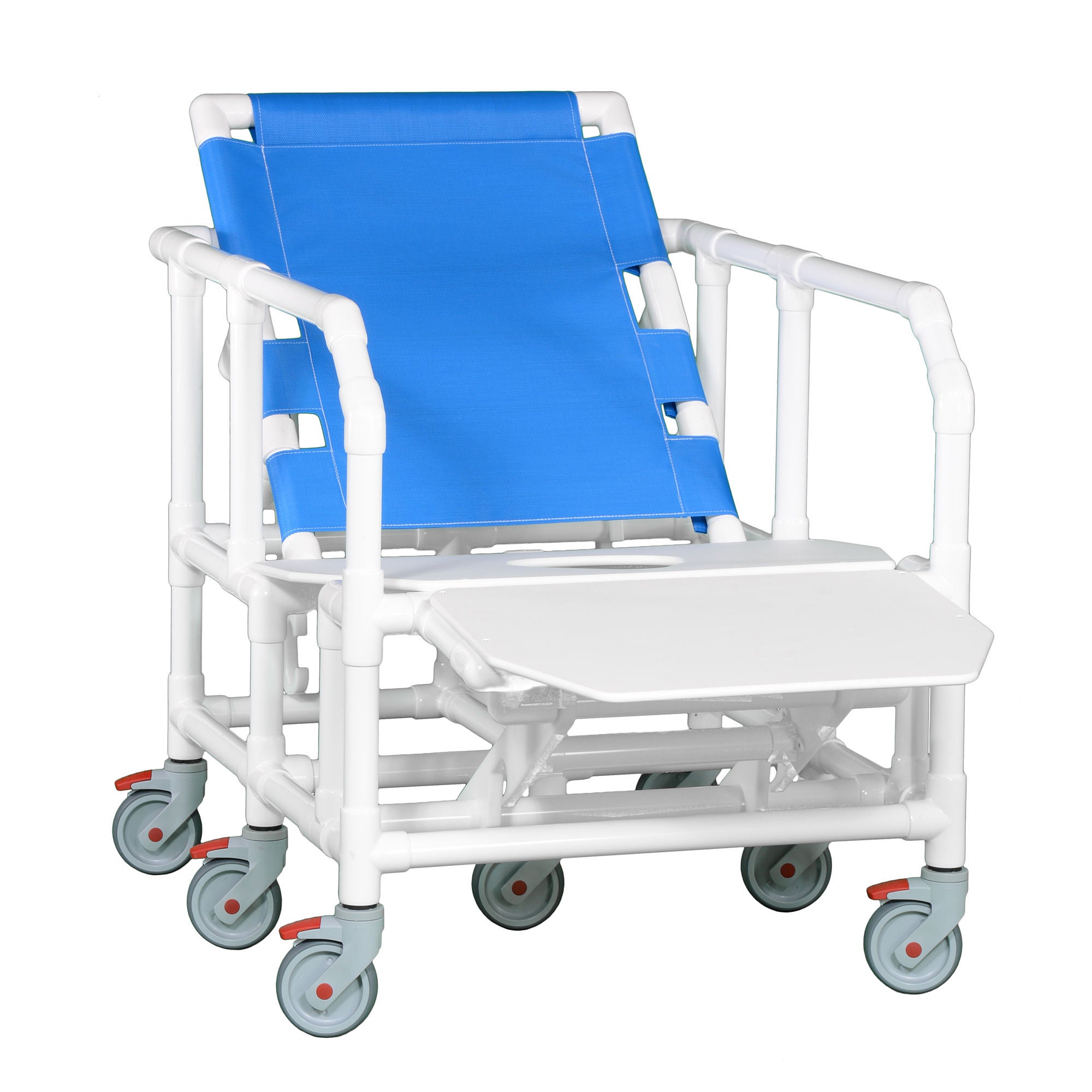 IPU - BSC650 RC FS Commode / Shower Chair ipu® Fixed Arms PVC Frame Reclining Backrest 28 Inch Seat Width 650 lbs. Weight Capacity
