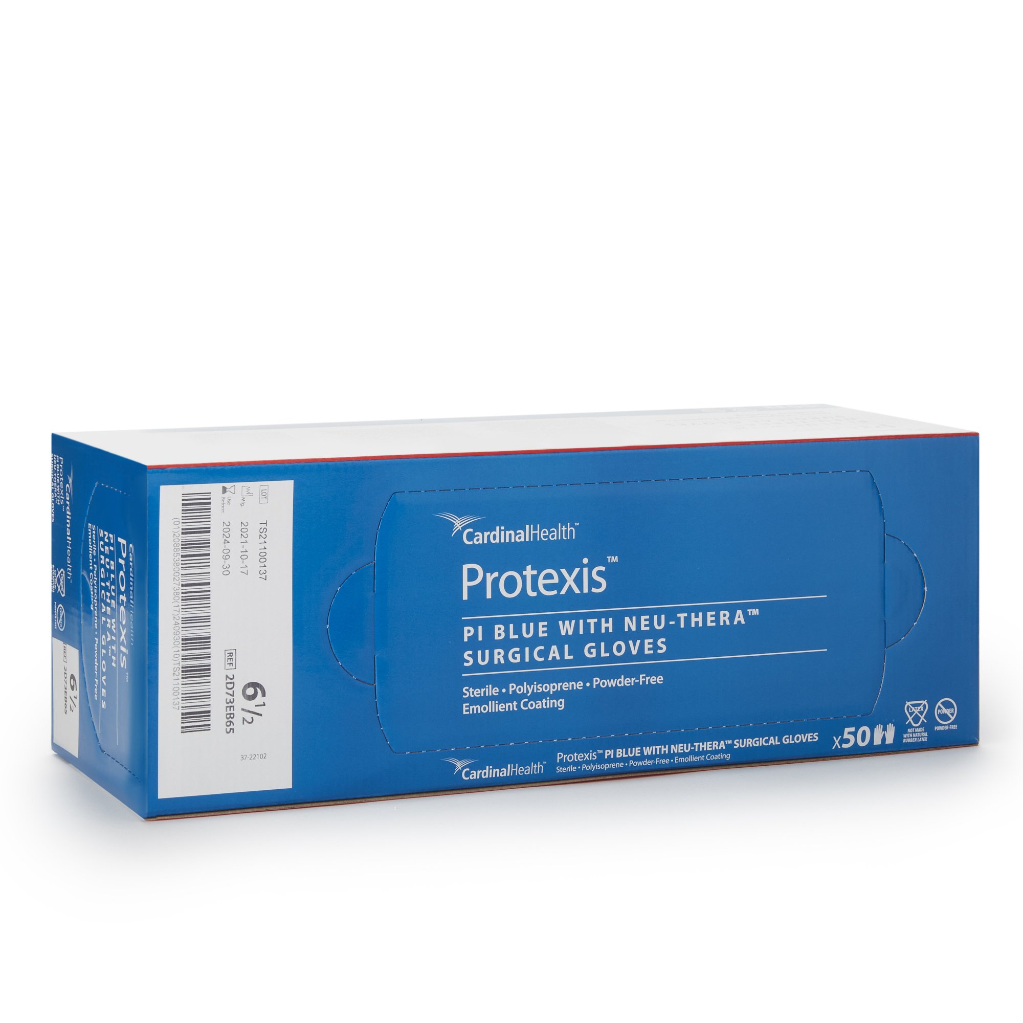 Cardinal 2D73EB65 - Protexis™ Blue with Neu-Thera® Polyisoprene Surgical Glove, Size 6.5, Blue - 50/Box, 200/Case