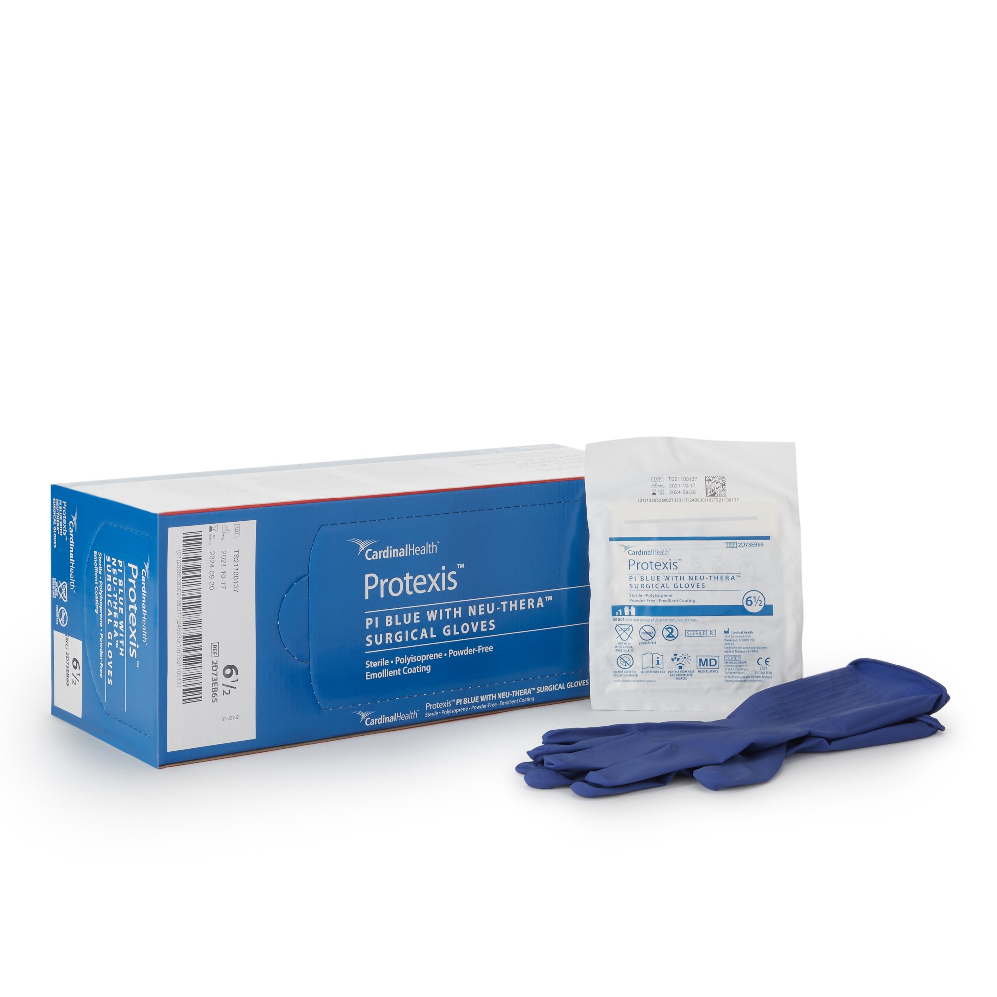 Cardinal 2D73EB65 - Protexis™ Blue with Neu-Thera® Polyisoprene Surgical Glove, Size 6.5, Blue - 50/Box, 200/Case