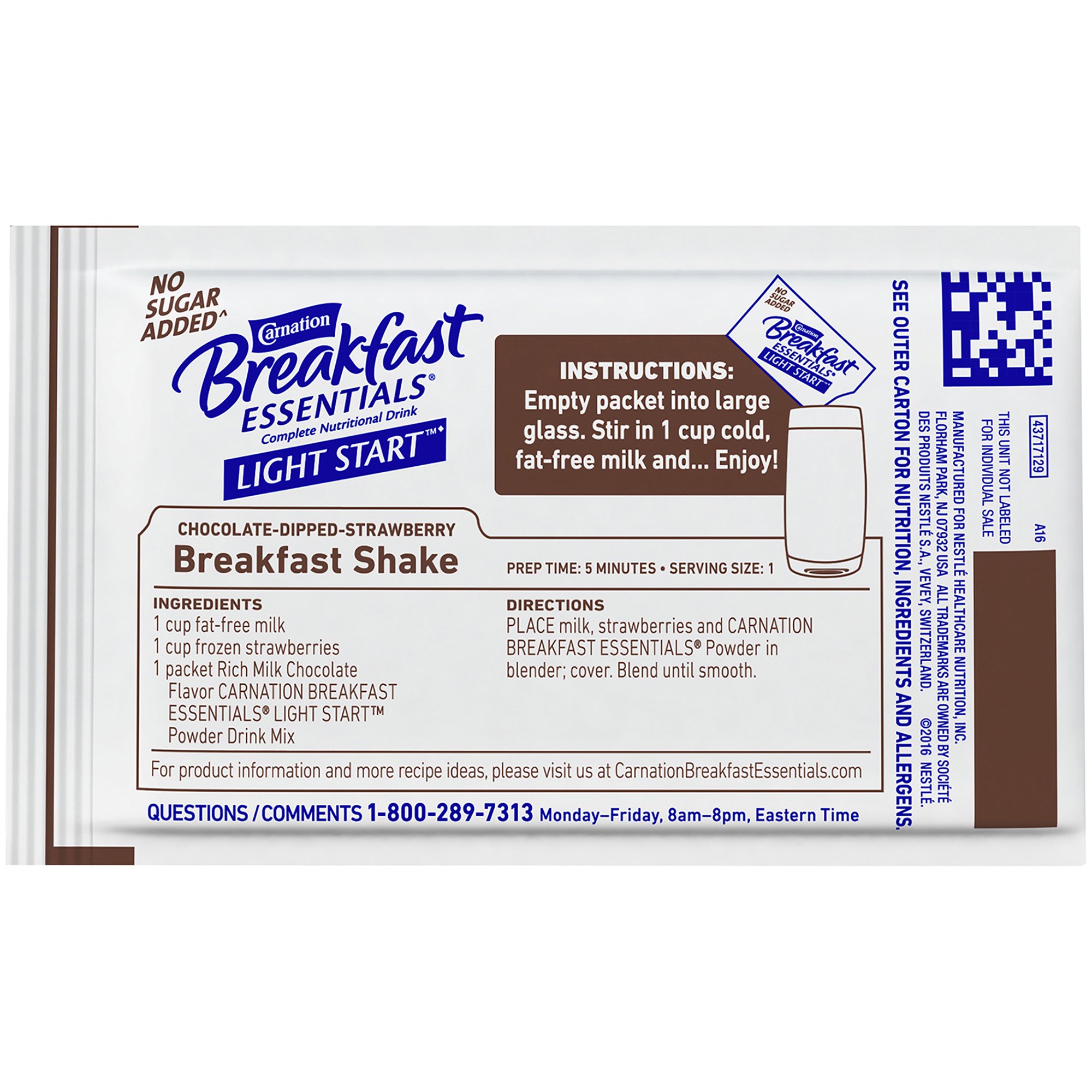 Nestle Healthcare Nutrition - 10050000540423 Carnation Breakfast Essentials® Light Start Chocolate Nutritional Drink Mix