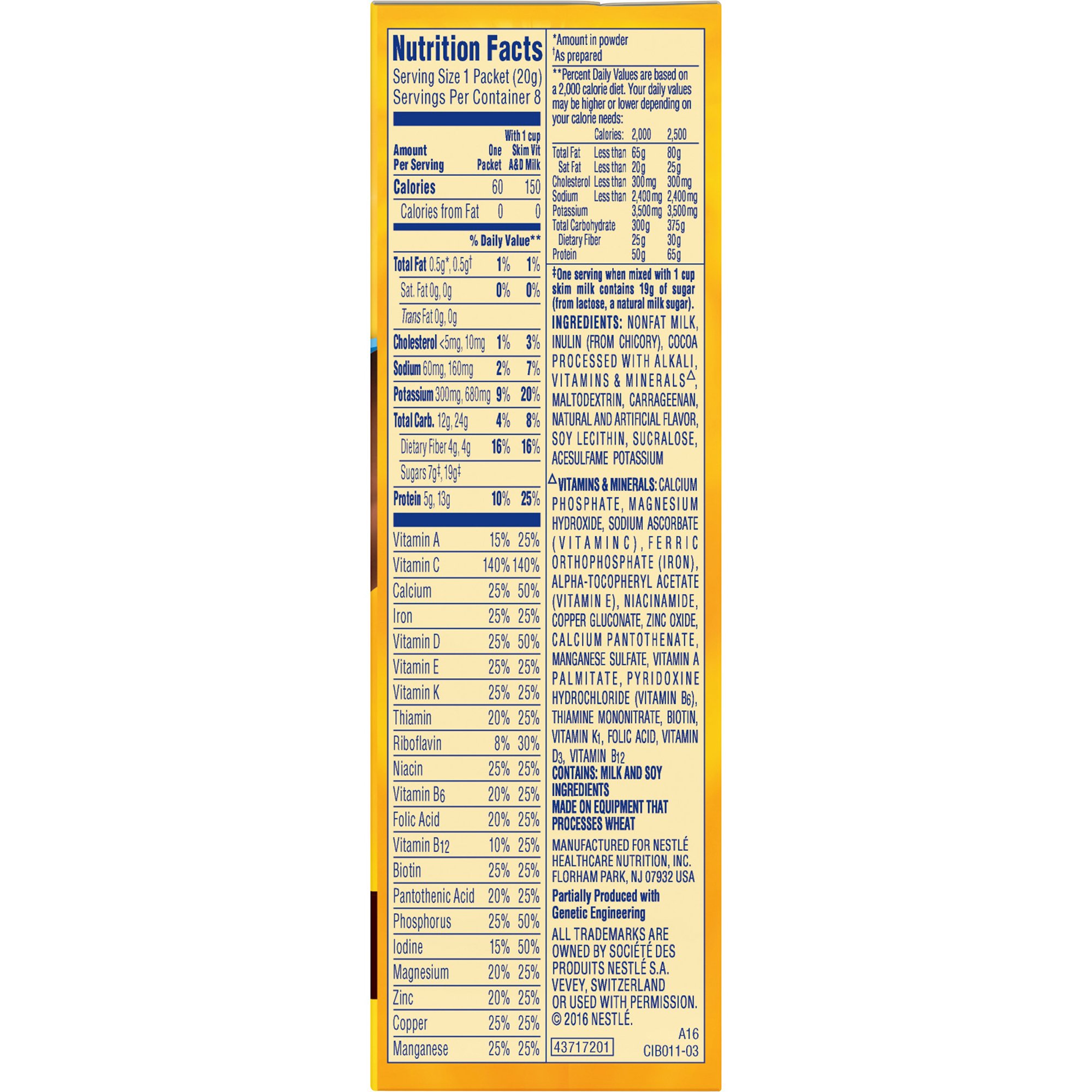 Nestle Healthcare Nutrition - 10050000540423 Carnation Breakfast Essentials® Light Start Chocolate Nutritional Drink Mix