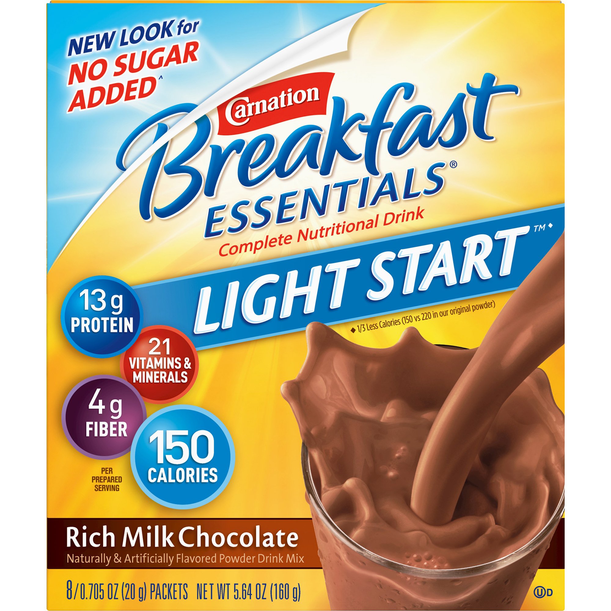 Nestle Healthcare Nutrition 10050000540423 - Carnation Breakfast Essentials® Light Start Chocolate Nutritional Drink Mix - 8/Box, 64/Case