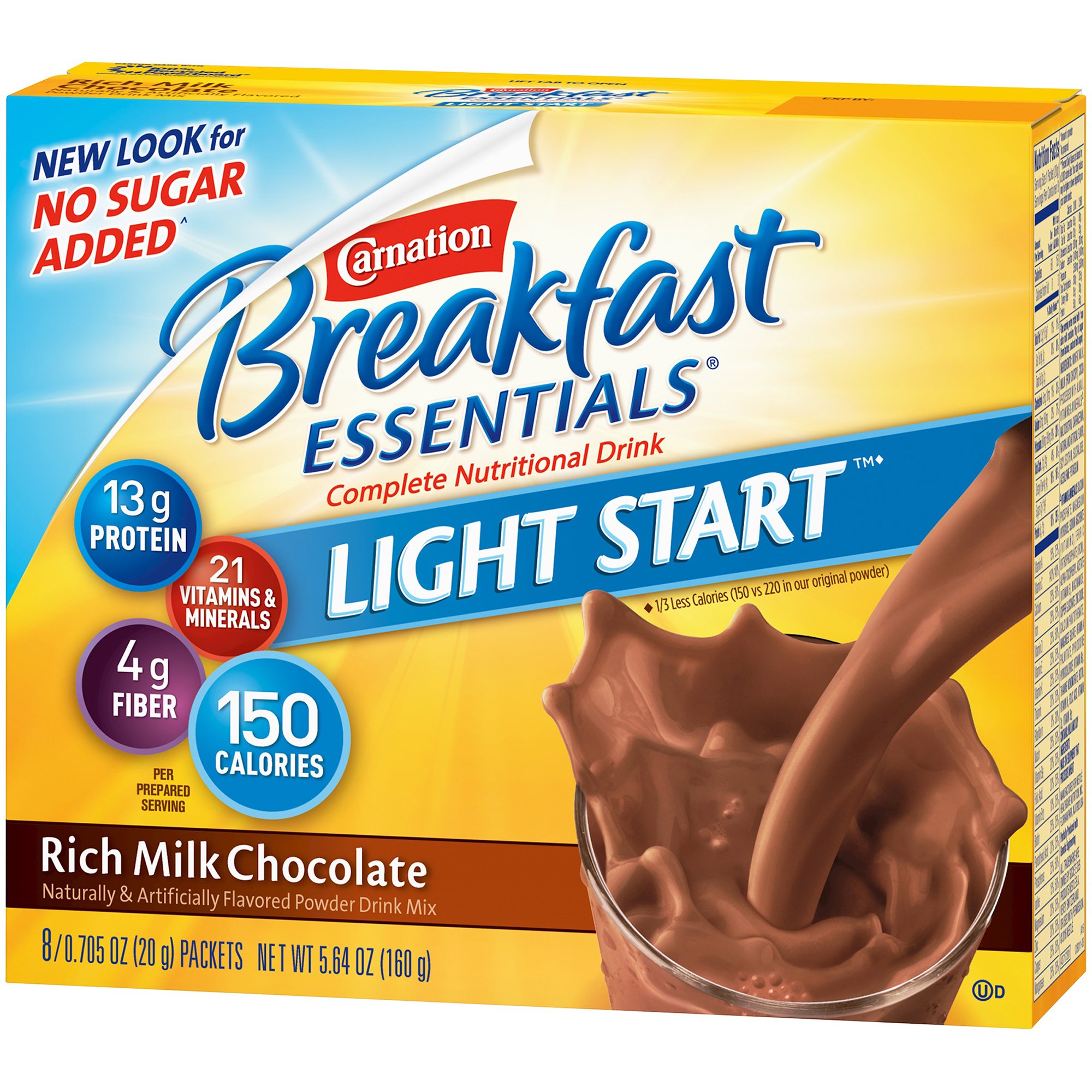 Nestle Healthcare Nutrition 10050000540423 - Carnation Breakfast Essentials® Light Start Chocolate Nutritional Drink Mix - 8/Box, 64/Case