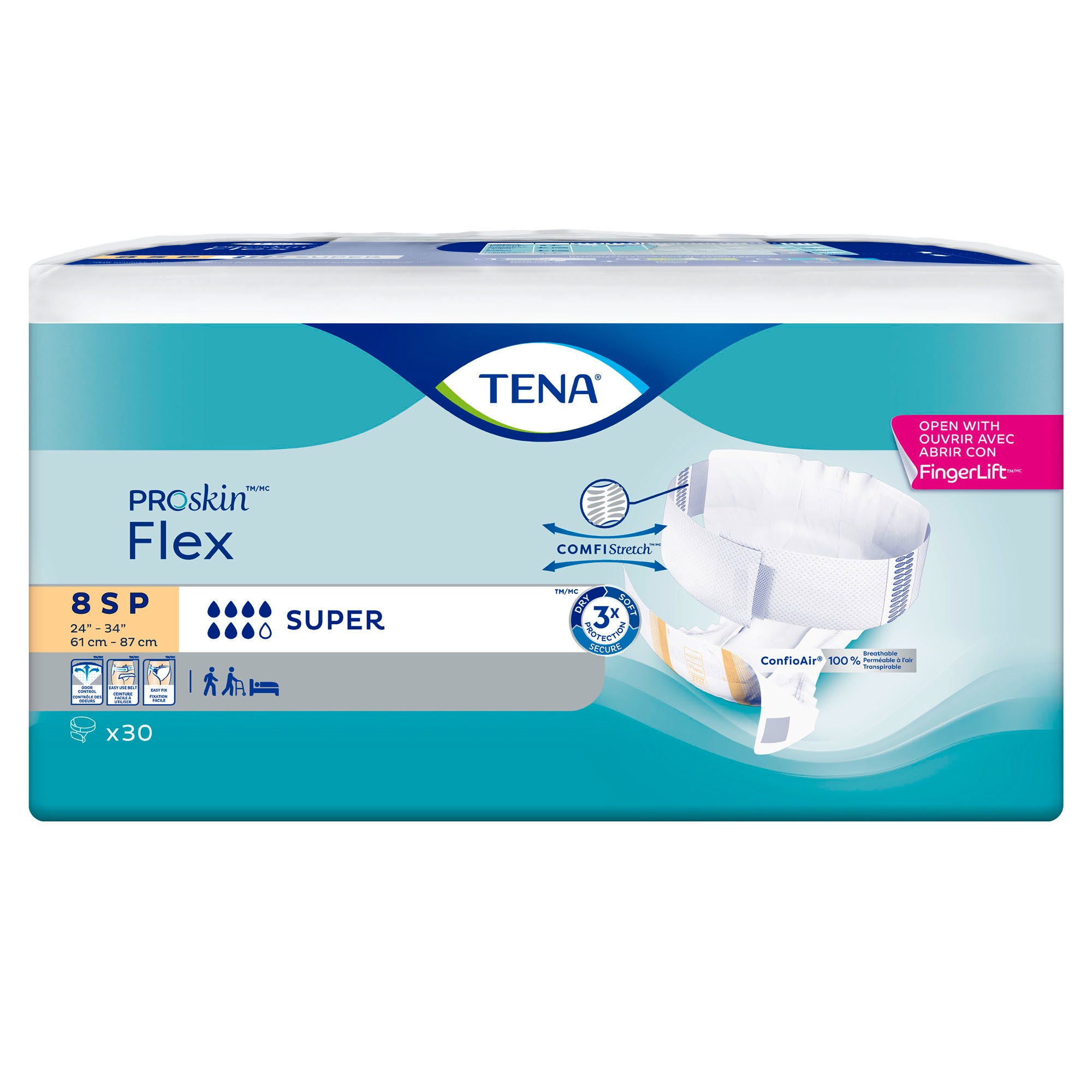 Essity HMS North America Inc - 67804 Incontinence Belted Undergarment TENA® ProSkin™ Flex Super Adult Size 8 Unisex Disposable Heavy Absorbency