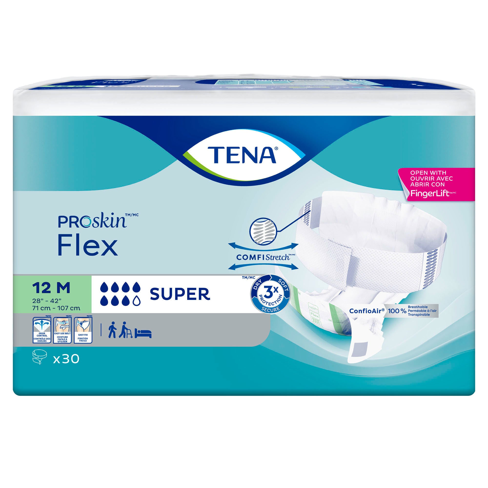 Essity HMS North America Inc - 67805 Incontinence Belted Undergarment TENA® ProSkin™ Flex Super Adult Size 12 Unisex Disposable Heavy Absorbency