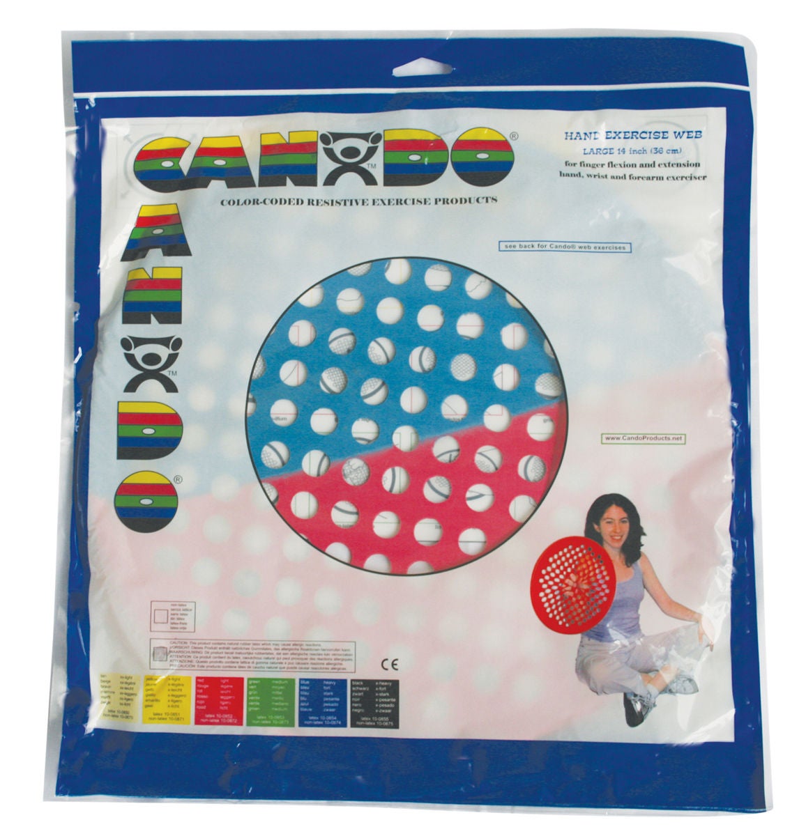 Fabrication Enterprises - 10-0859 Hand Flexion Exerciser Cando® Web Large Red / Blue Light / Heavy
