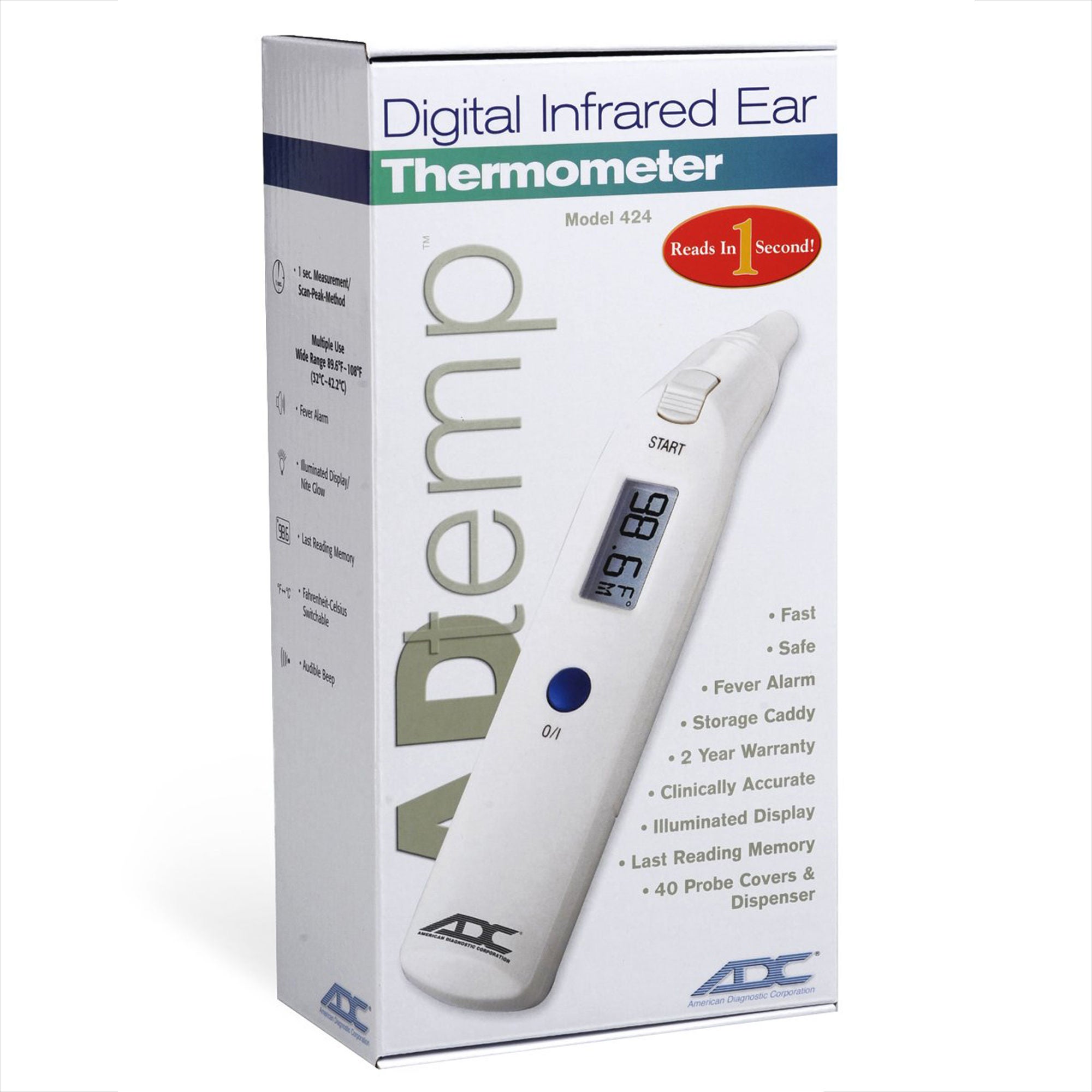 American Diagnostic Corp - 424 Tympanic Ear Thermometer Adtemp™ Ear Probe Handheld