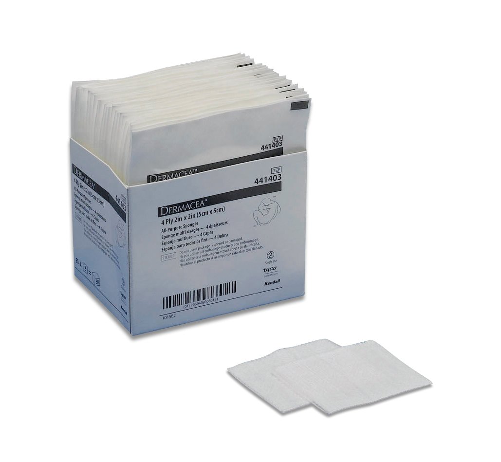 Cardinal 441403 - Dermacea™ Sterile Nonwoven Sponge, 2 x 2 Inch, Four-Ply - 1/Pack, 25/Box, 1500/Case