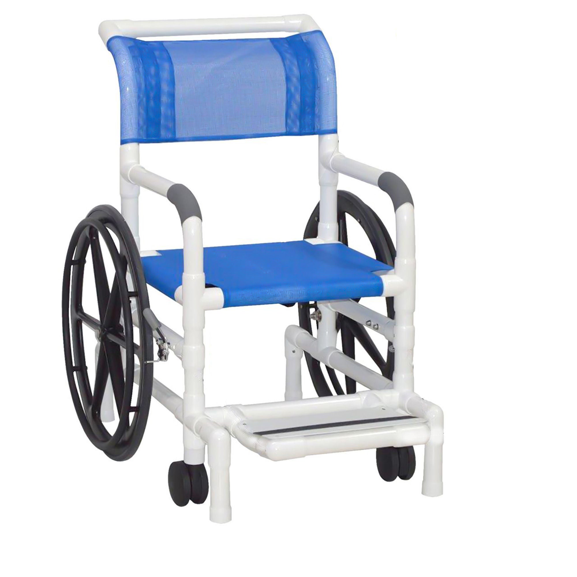 MJM International - 130-18-24W-SL Shower Chair MJM International Fixed Arms PVC Frame Mesh Backrest 18 Inch Seat Width 300 lbs. Weight Capacity