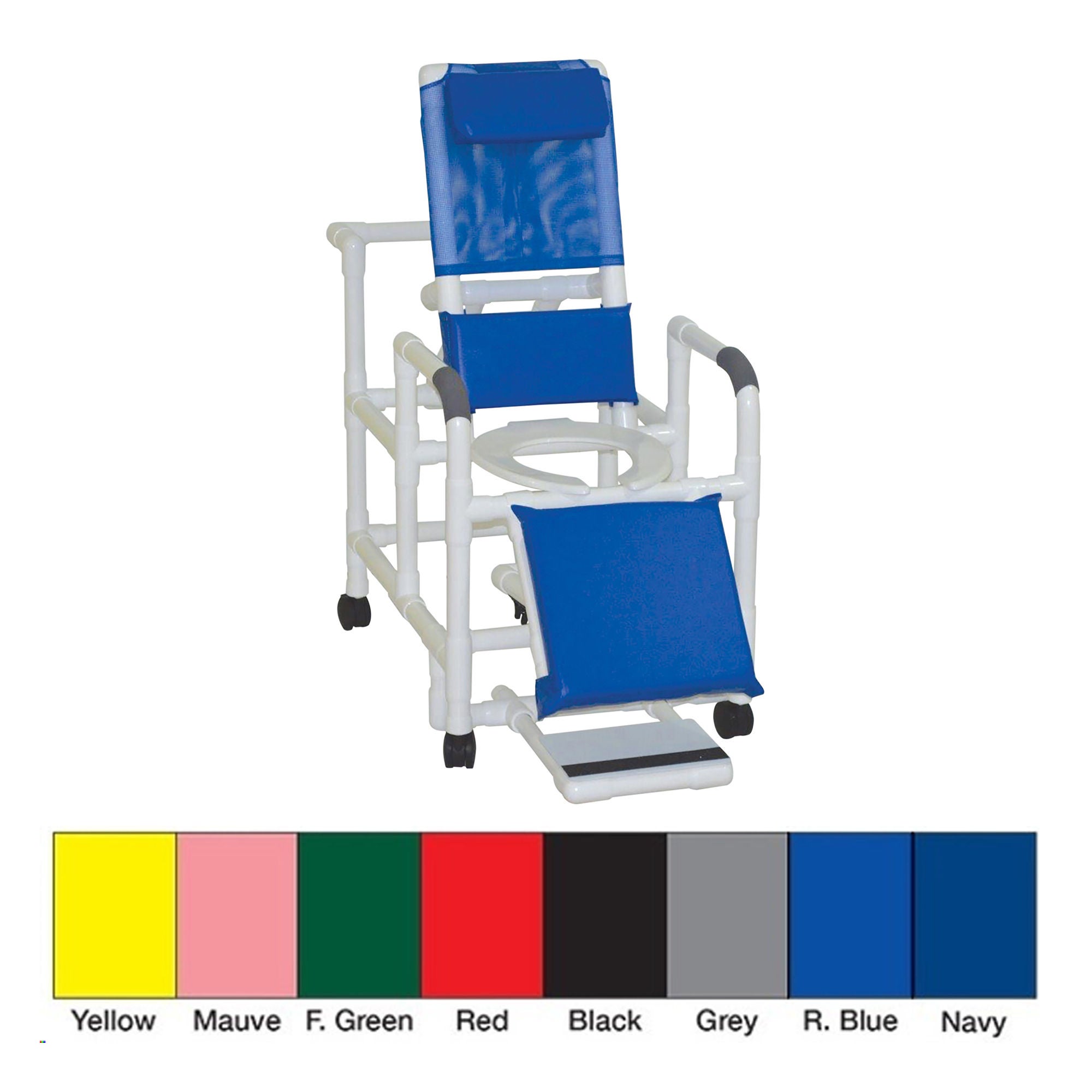MJM International - 196 Shower Chair MJM International PVC Frame Reclining Backrest 325 lbs. Weight Capacity
