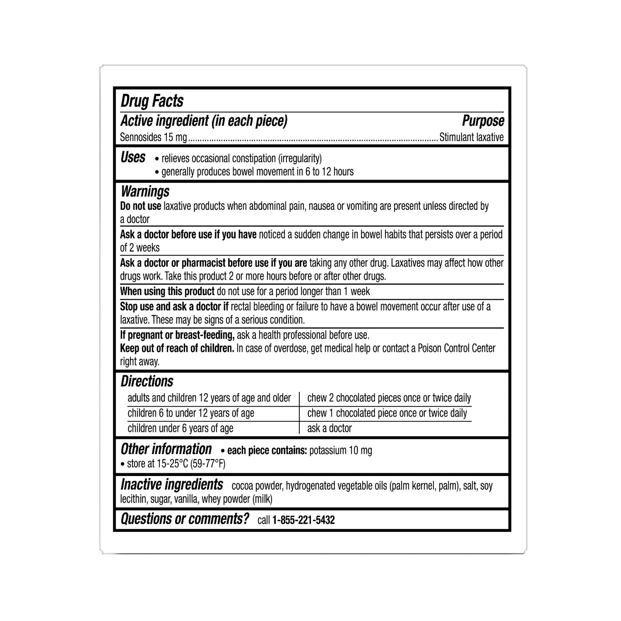 Novartis 00067000548 - Ex-lax® Sennosides Chocolate Laxative - 1/Box