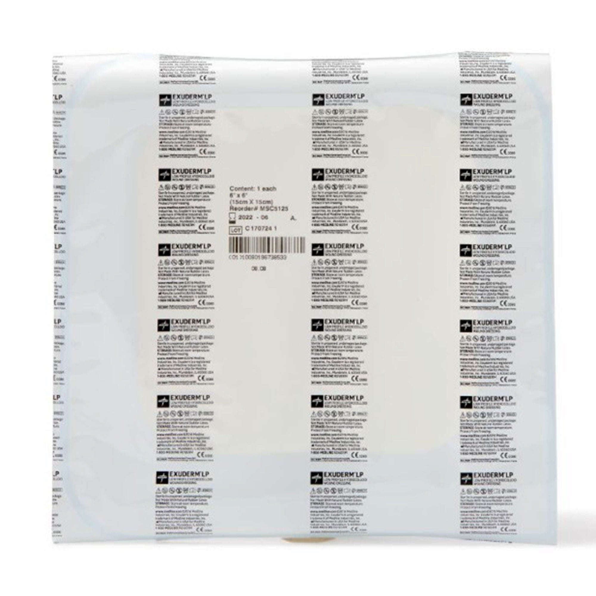 Medline - MSC5125 Hydrocolloid Dressing Exuderm LP 6 X 6 Inch Square Hydrocolloid