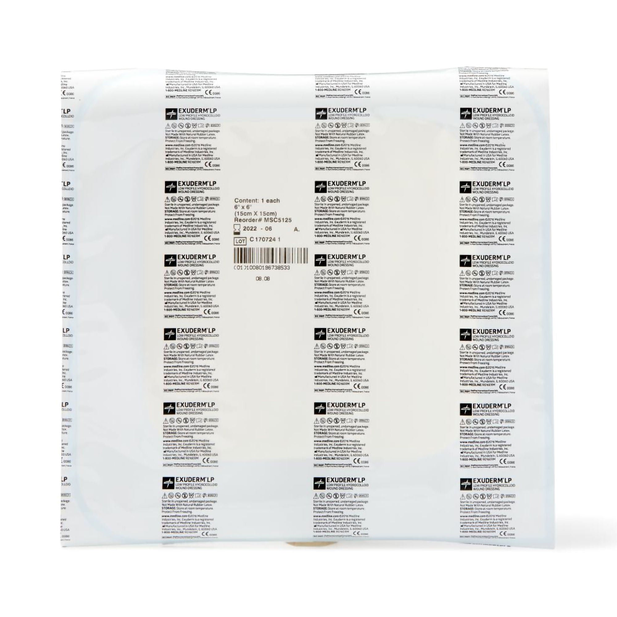 Medline - MSC5125 Hydrocolloid Dressing Exuderm LP 6 X 6 Inch Square Hydrocolloid