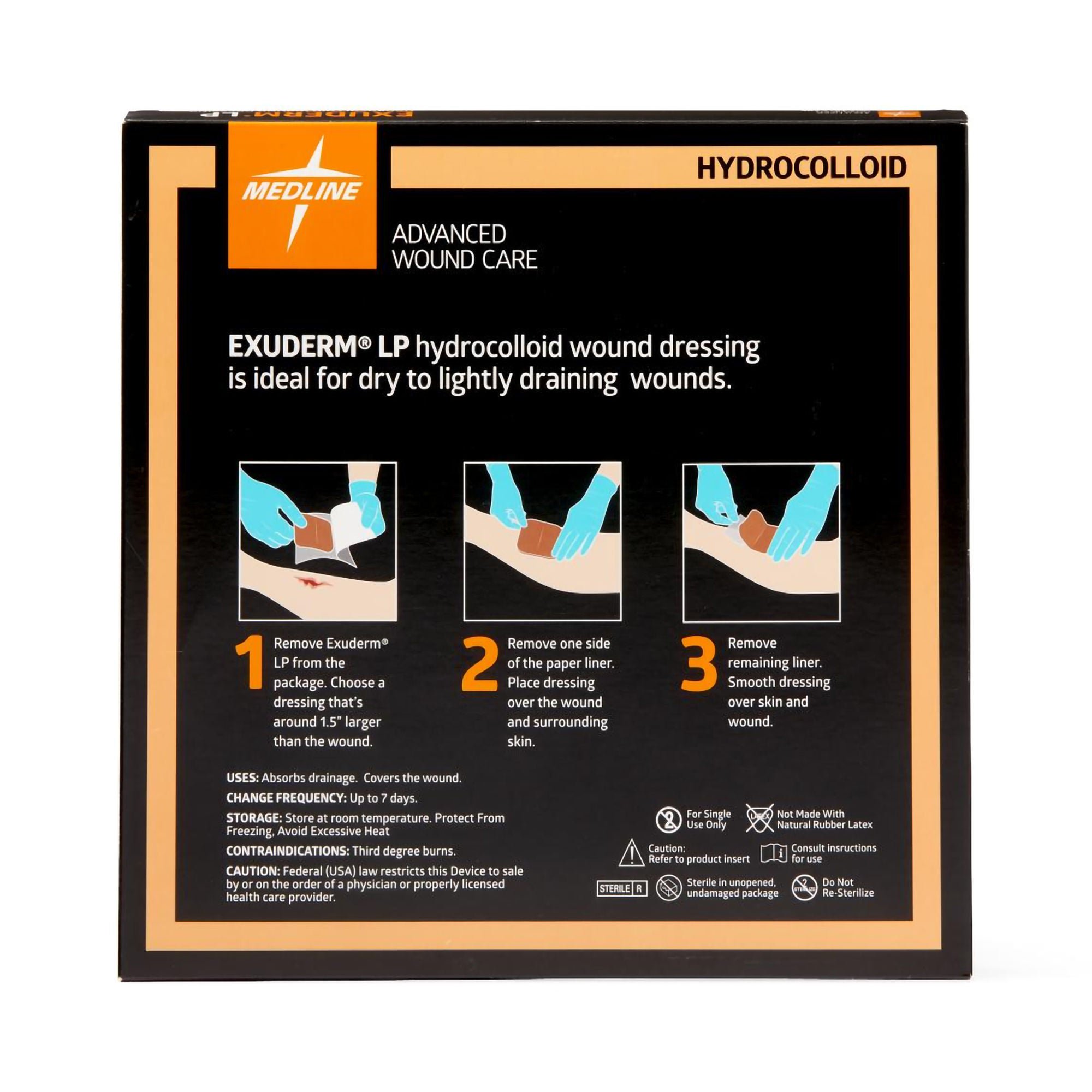 Medline - MSC5125 Hydrocolloid Dressing Exuderm LP 6 X 6 Inch Square Hydrocolloid