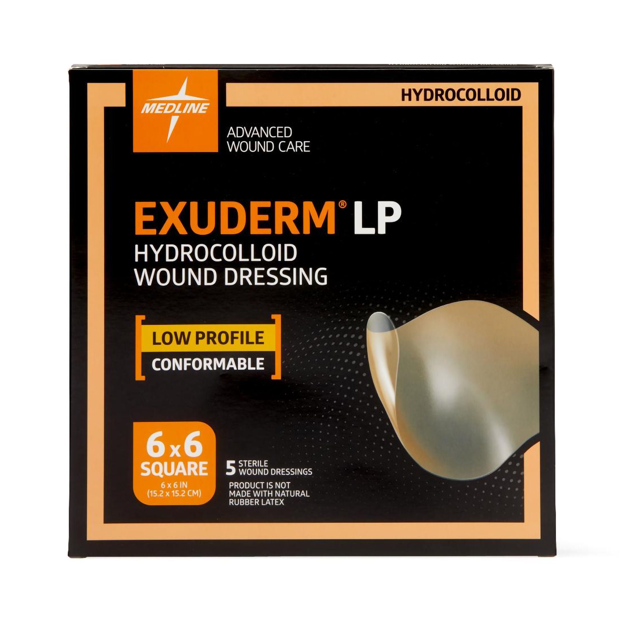 Medline - MSC5125 Hydrocolloid Dressing Exuderm LP 6 X 6 Inch Square Hydrocolloid