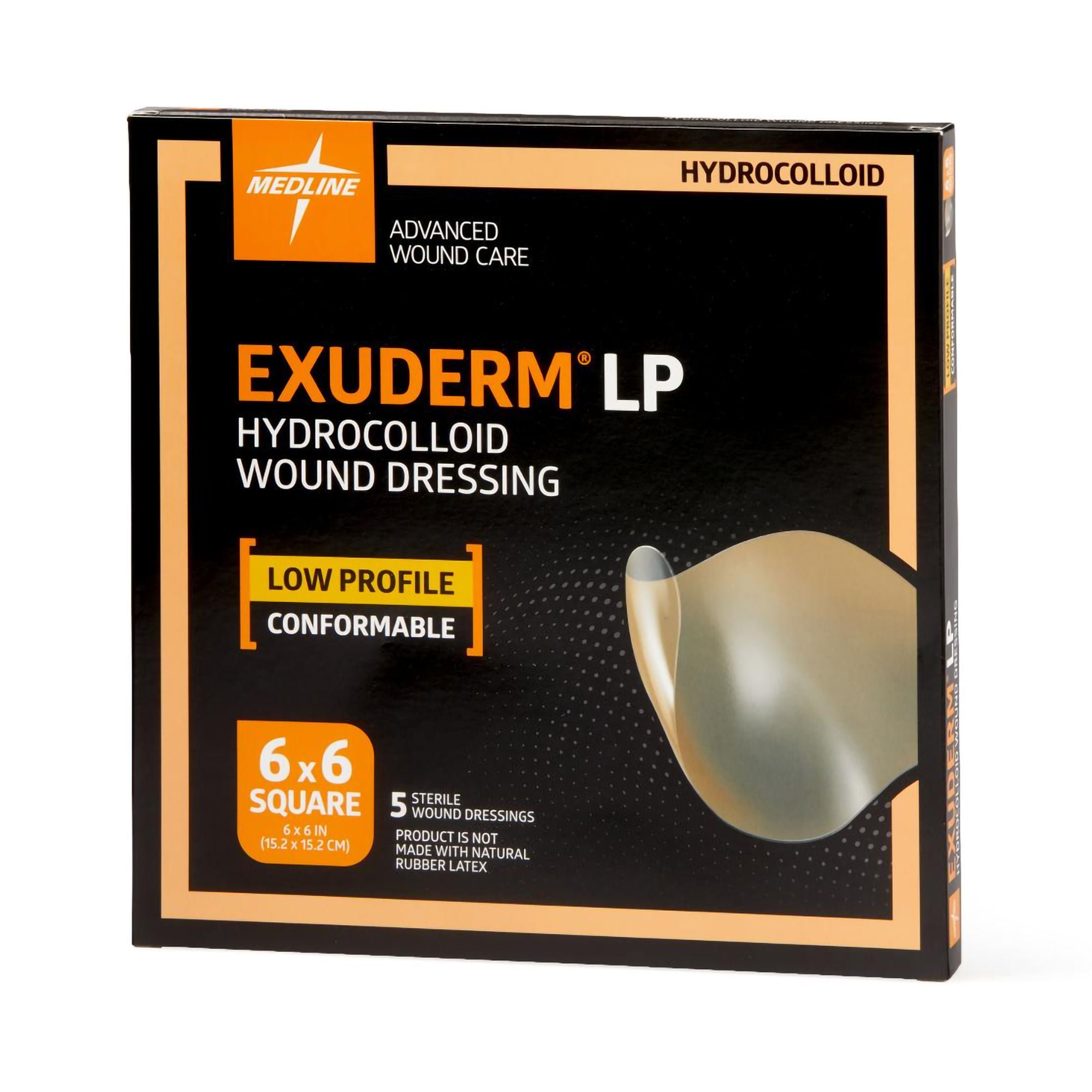 Medline - MSC5125 Hydrocolloid Dressing Exuderm LP 6 X 6 Inch Square Hydrocolloid
