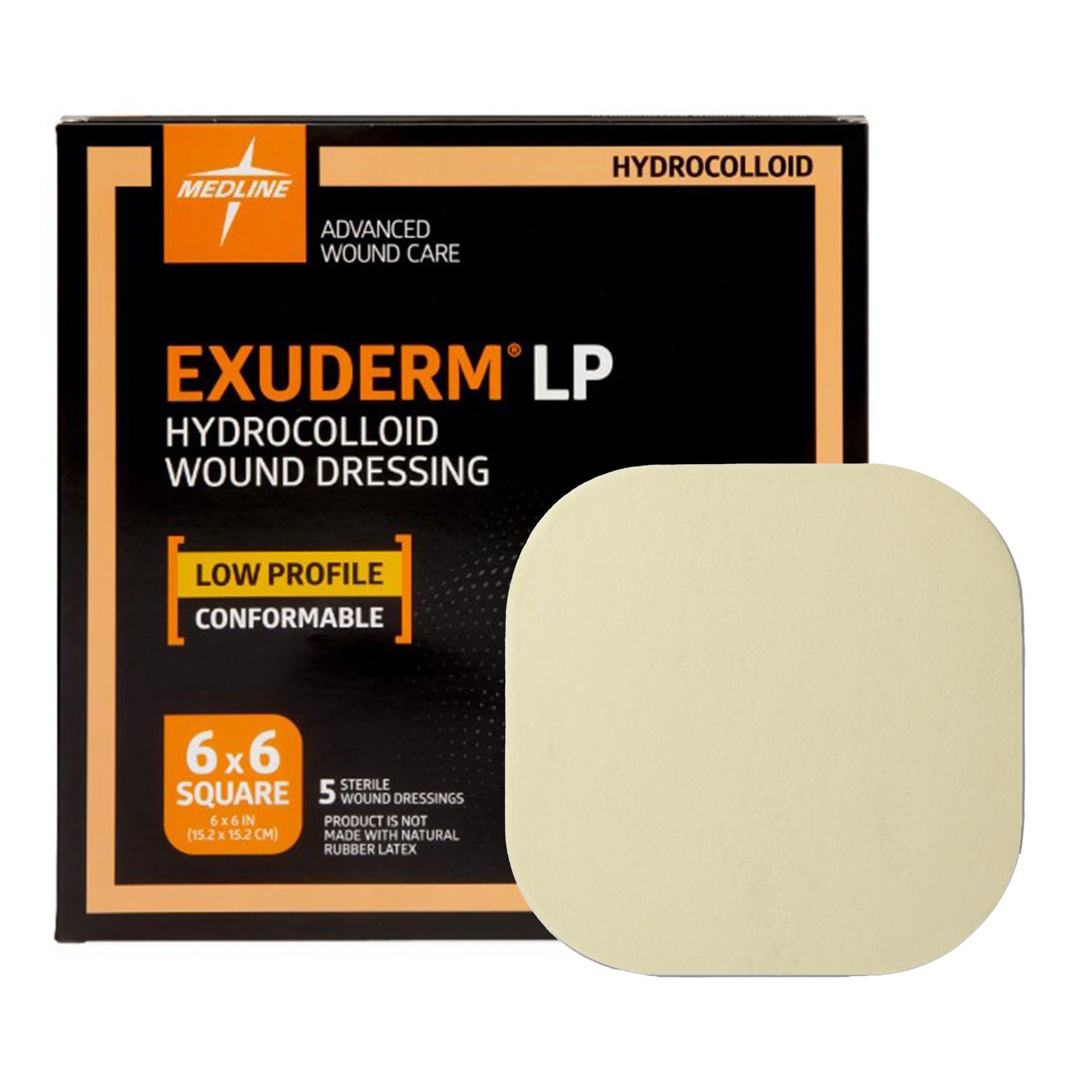 Medline - MSC5125 Hydrocolloid Dressing Exuderm LP 6 X 6 Inch Square Hydrocolloid