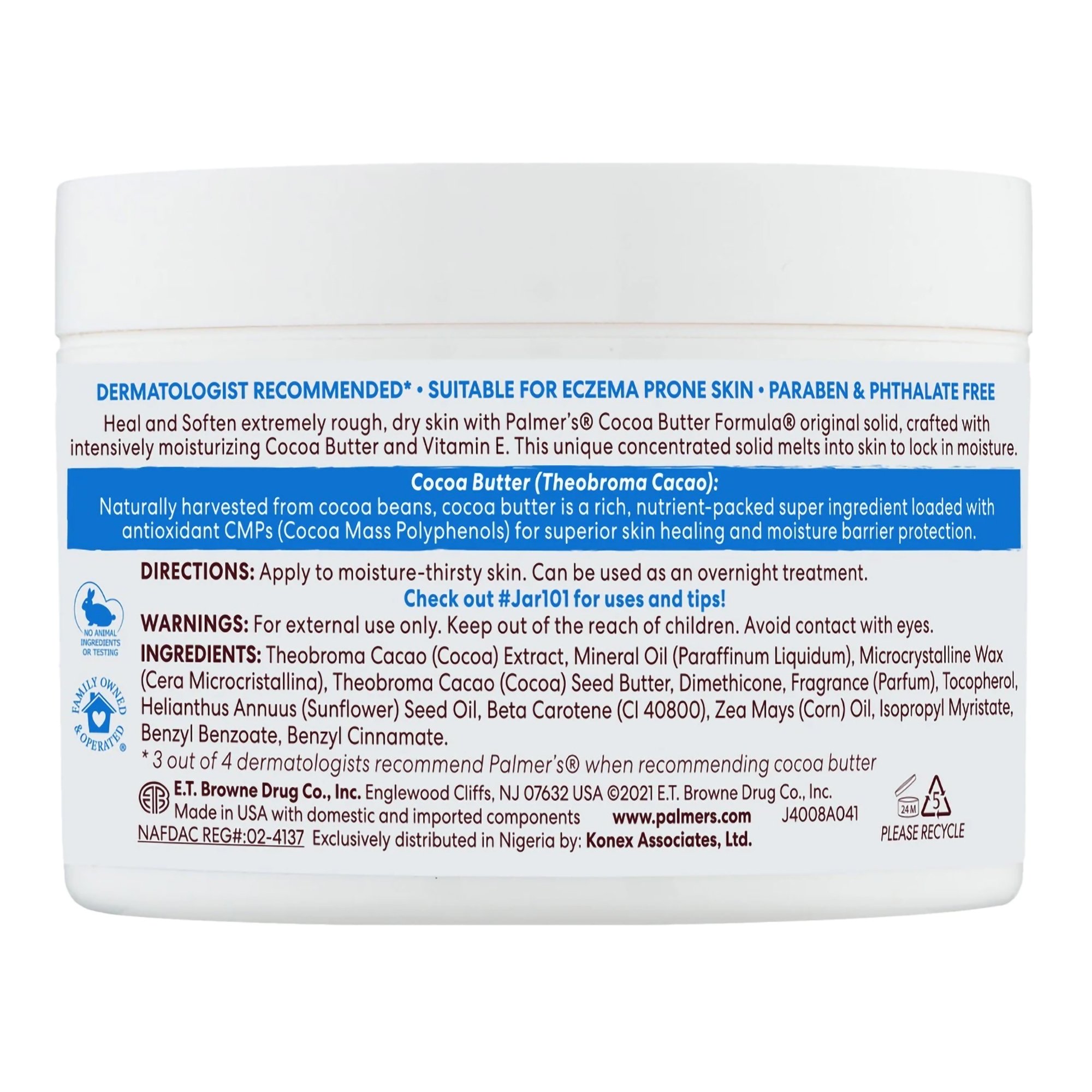 Performance Health 081176981 - Palmer's® Cocoa Butter Formula Cream, 3.5-ounce Jar - 1/Each