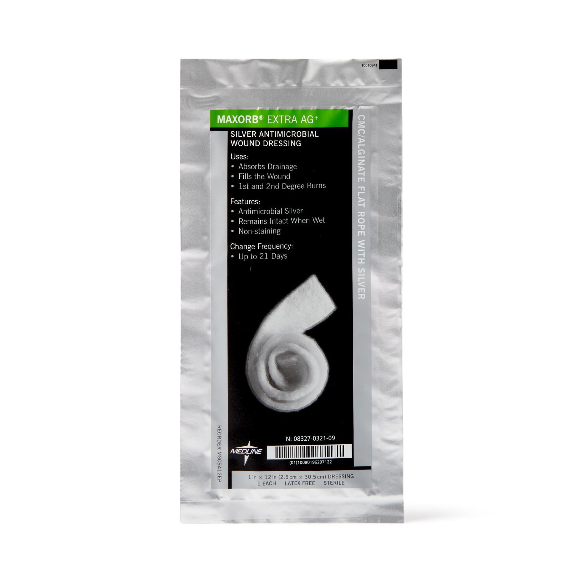 Medline MSC9412EP - Maxorb® Extra Ag+ Calcium Alginate Dressing with Silver, 1 x 12 Inch - 1/Each, 20/Case