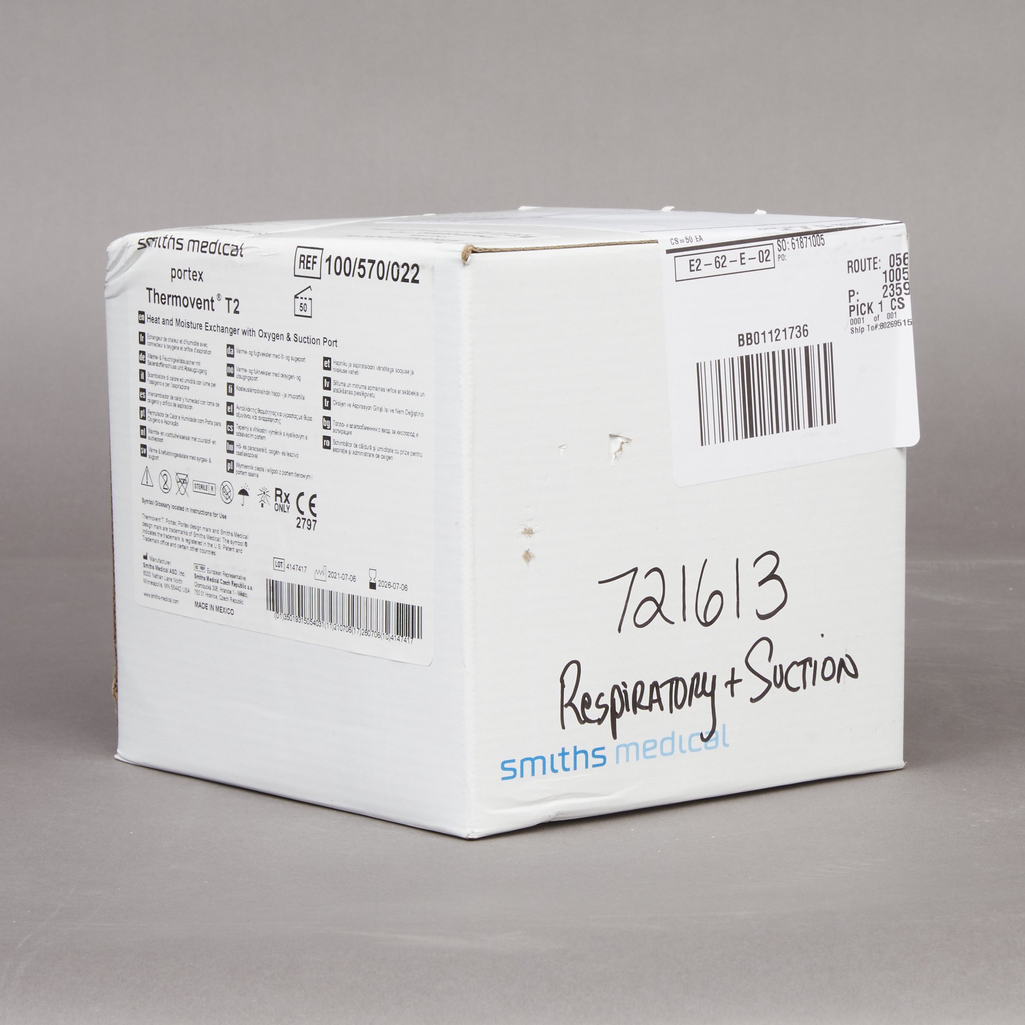 ICU Medical FKA Smiths Medical - 100/570/022 Protex® Thermovent® T2 Heat and Moisture Exchanger