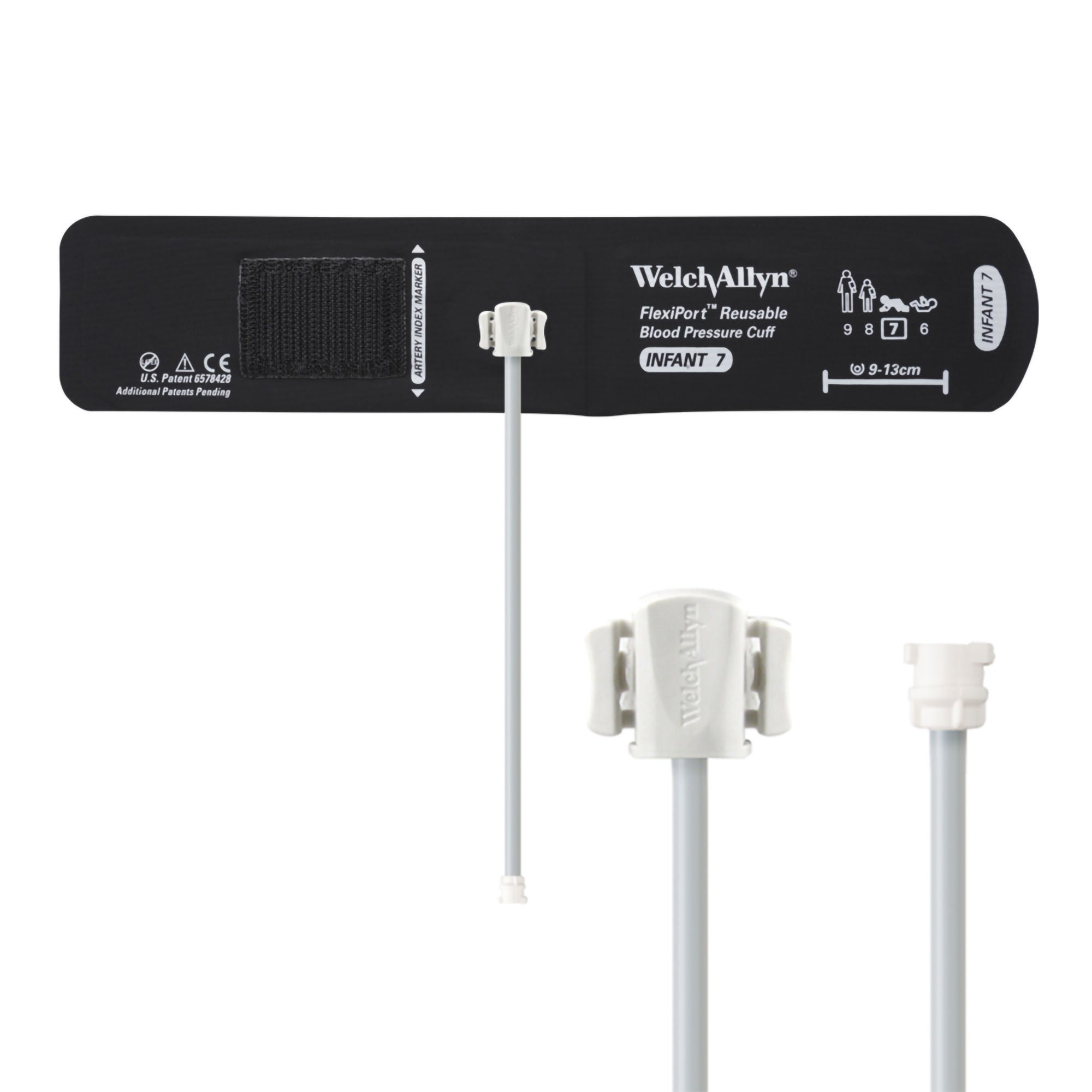 Welch Allyn - REUSE-07-1MQ Reusable Blood Pressure Cuff FlexiPort® 9 to 13 cm Arm Nylon Cuff Infant Cuff