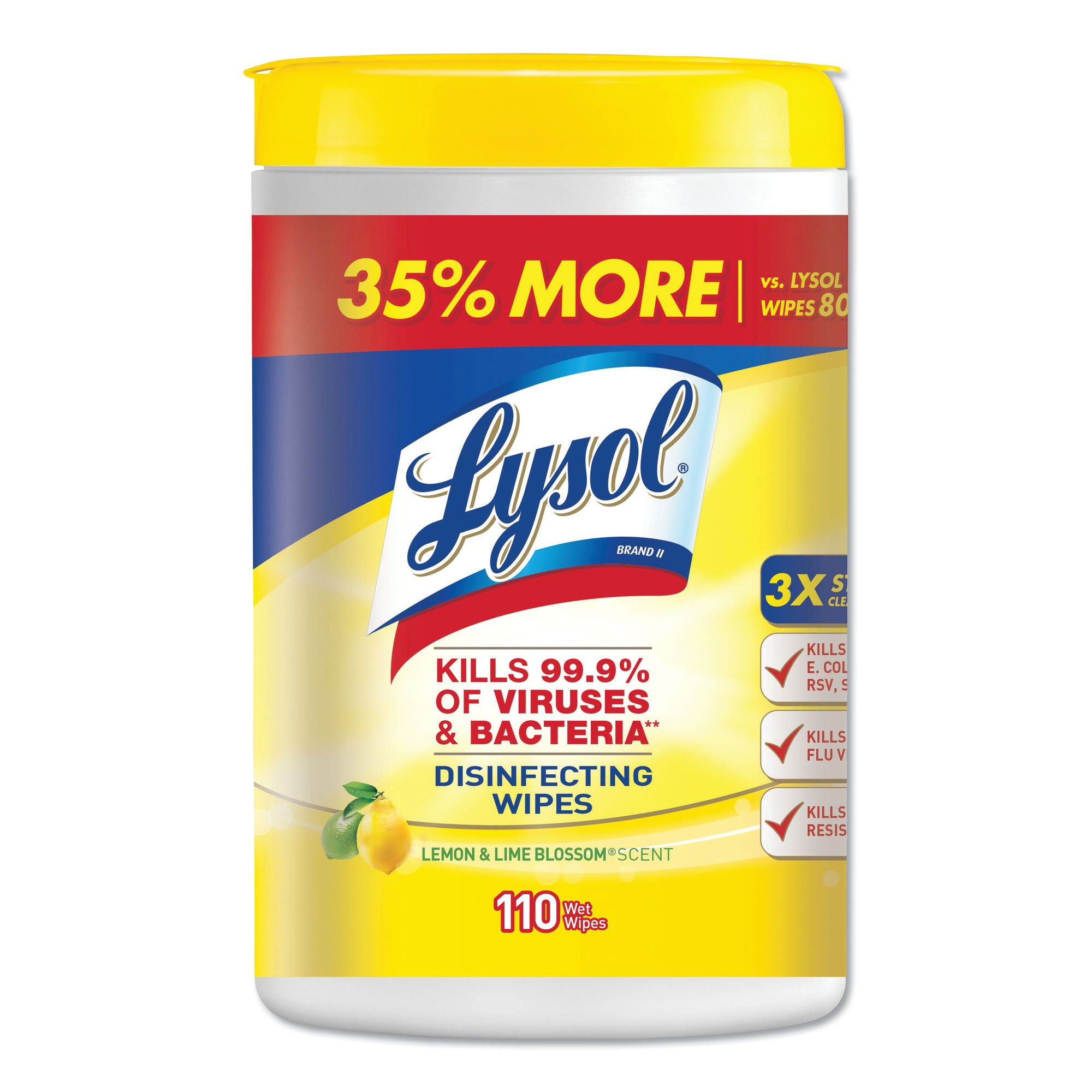 Essendant Co-United Stationers - RAC78849 Surface Disinfectant Cleaner Lysol® Premoistened Alcohol Based Manual Pull Wipe 110 Count Canister Lemon Lime Blossom Scent NonSterile