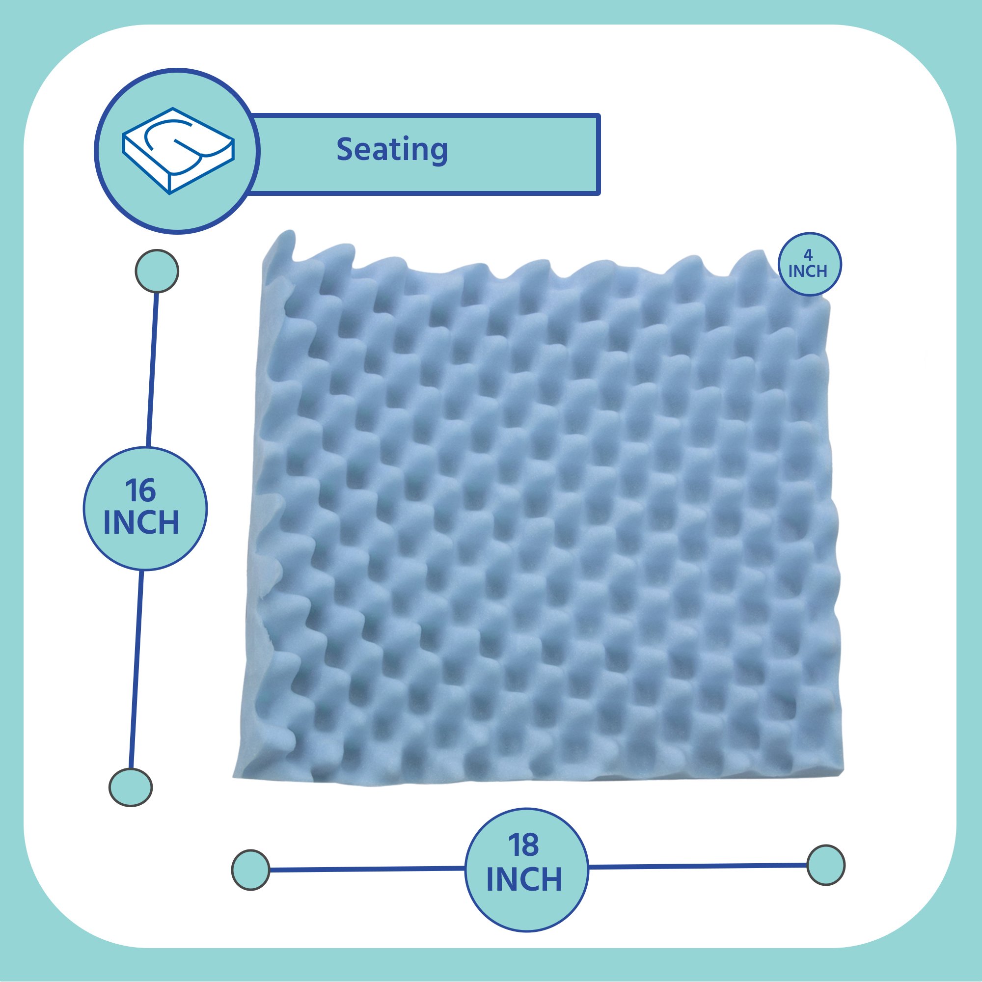 Span America 50746-025 - Span-America Convoluted Foam Seat Cushion, 18 x 16 Inch - 1/Each, 12/Case