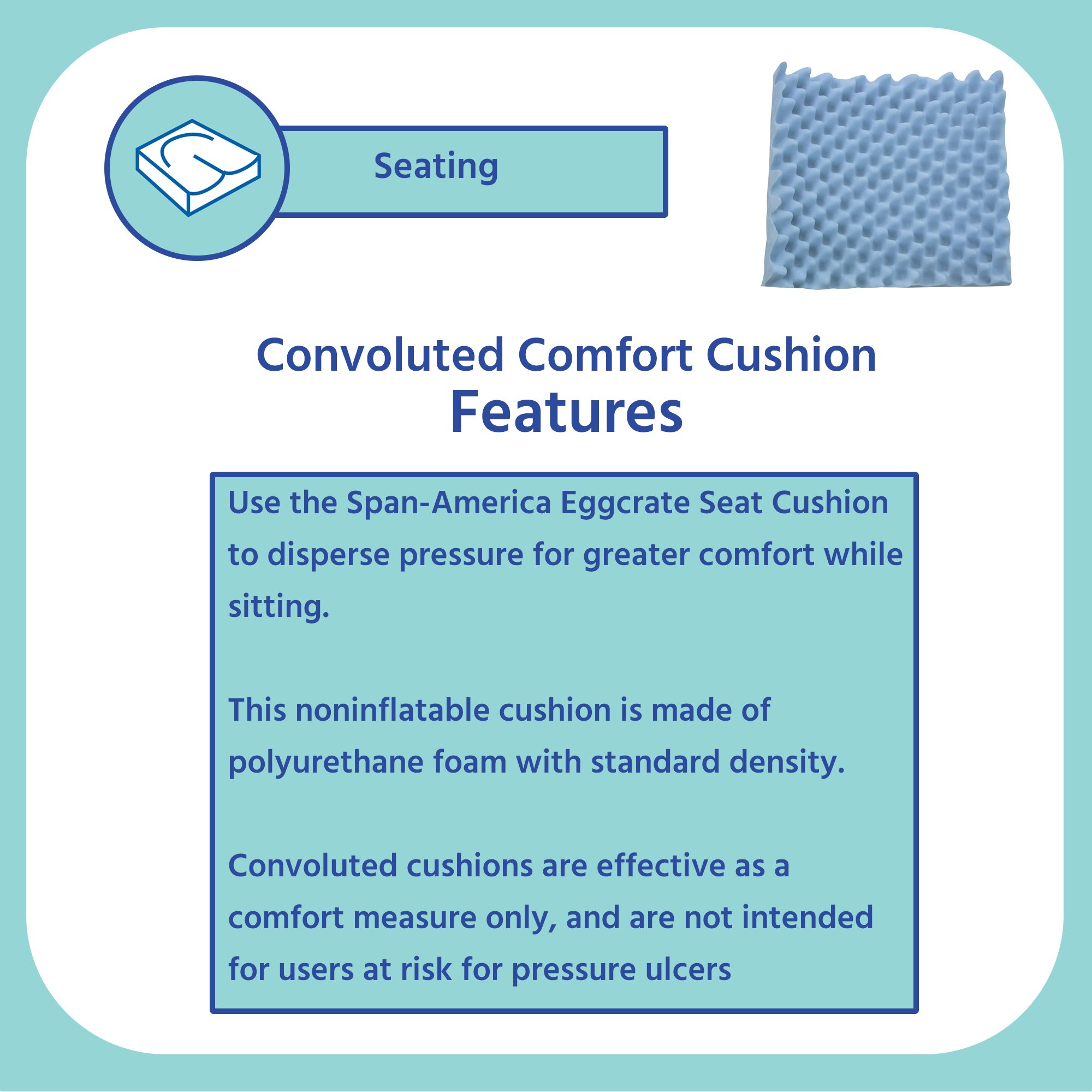 Span America 50746-025 - Span-America Convoluted Foam Seat Cushion, 18 x 16 Inch - 1/Each, 12/Case