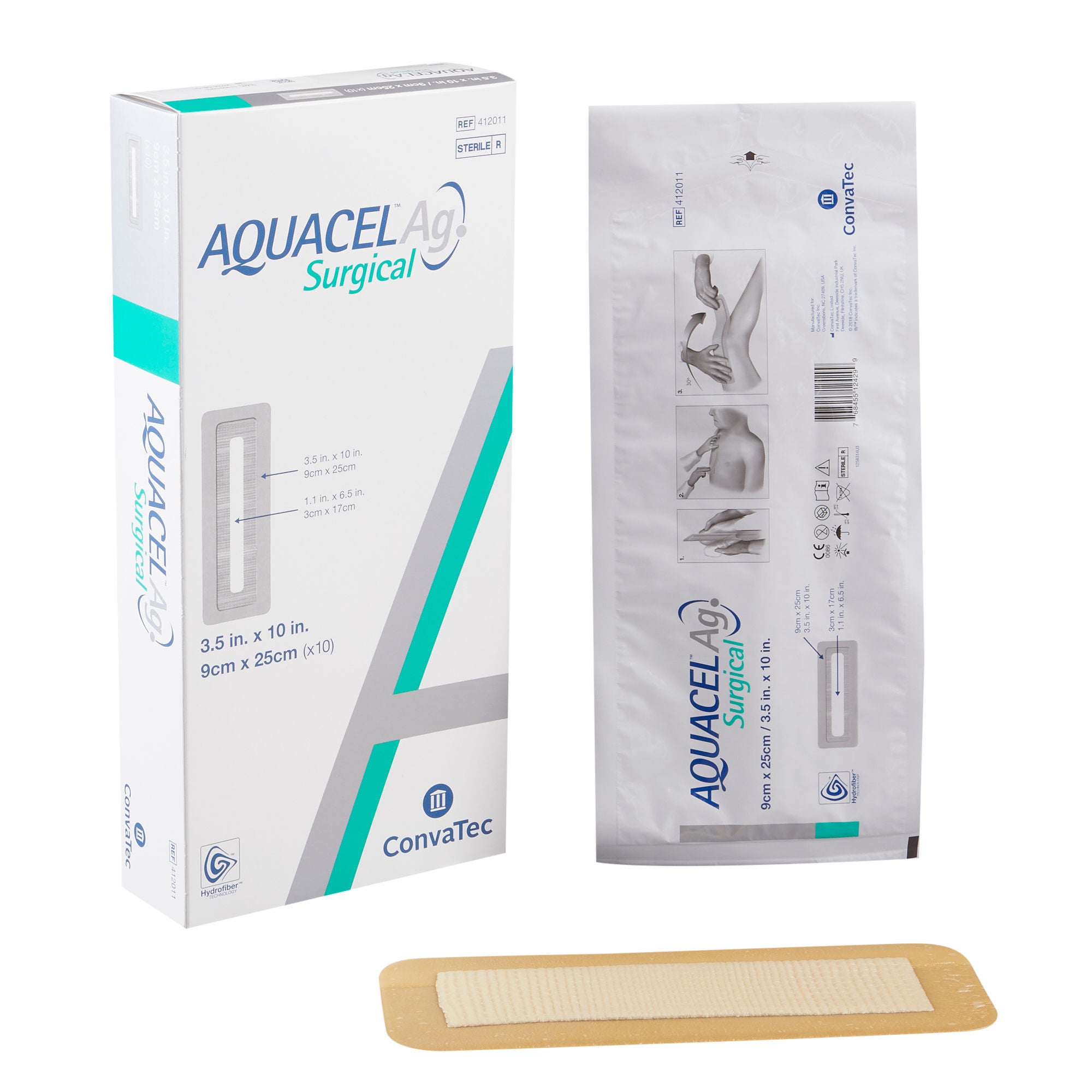 ConvaTec - 412011 Silver Surgical Site Dressing Aquacel® Ag Surgical Rectangle Sterile
