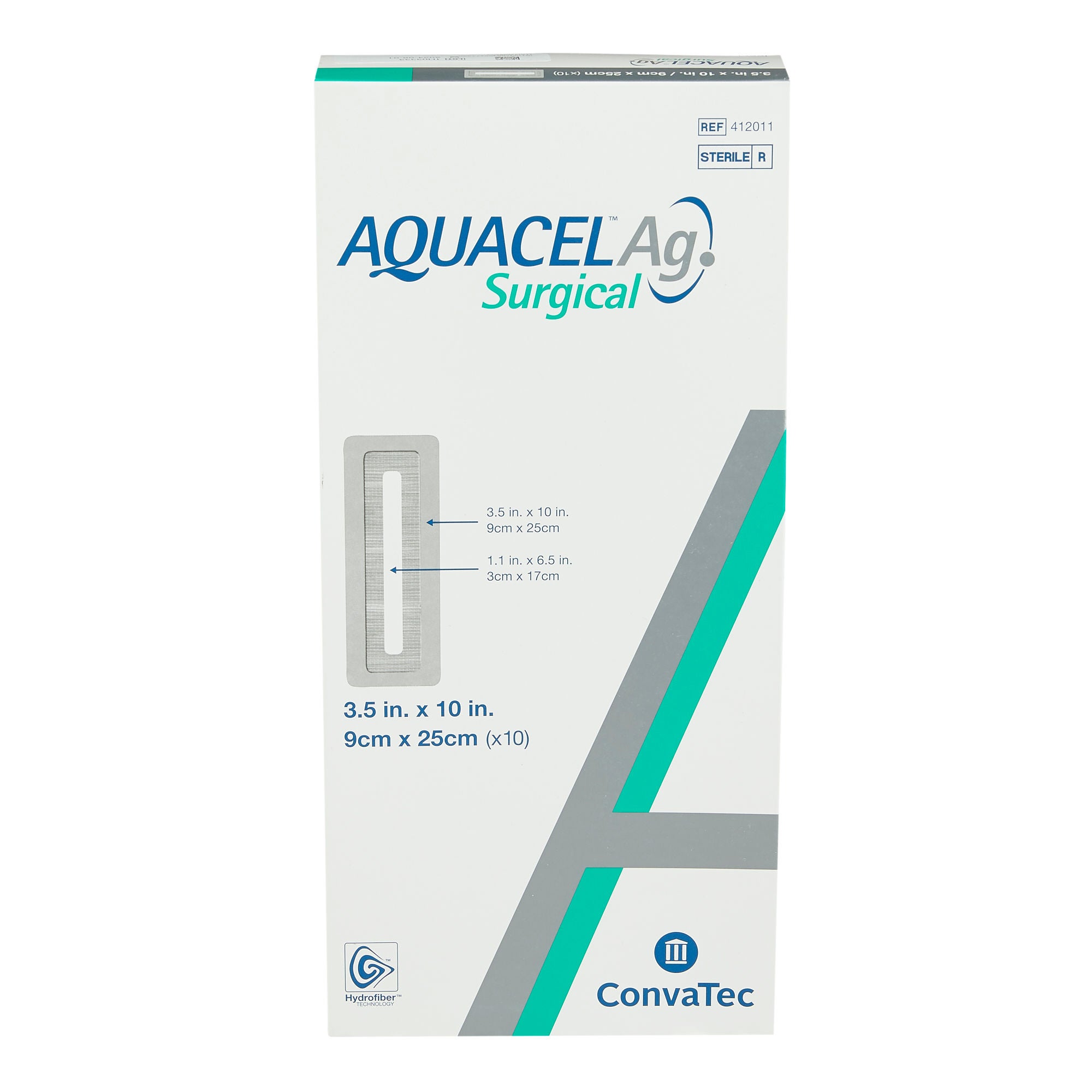ConvaTec - 412011 Silver Surgical Site Dressing Aquacel® Ag Surgical Rectangle Sterile