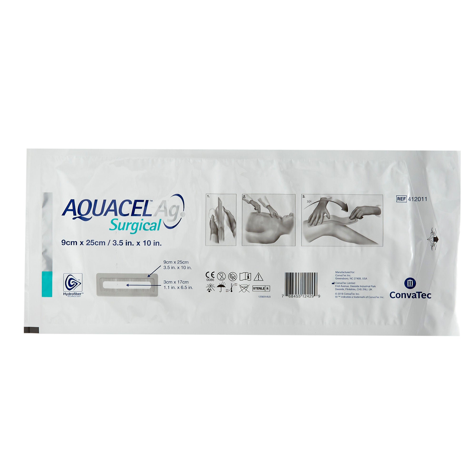 ConvaTec - 412011 Silver Surgical Site Dressing Aquacel® Ag Surgical Rectangle Sterile