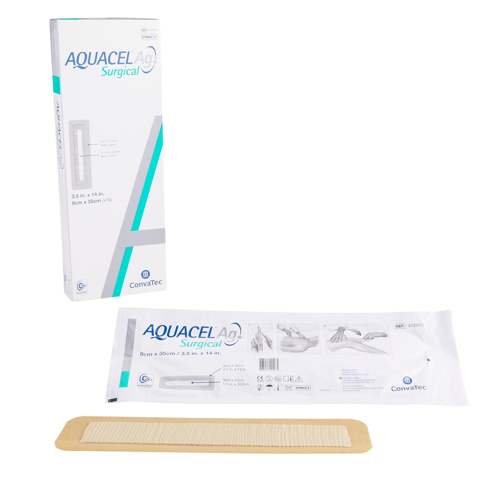 ConvaTec - 412012 Silver Surgical Site Dressing Aquacel® Ag Surgical Rectangle Sterile