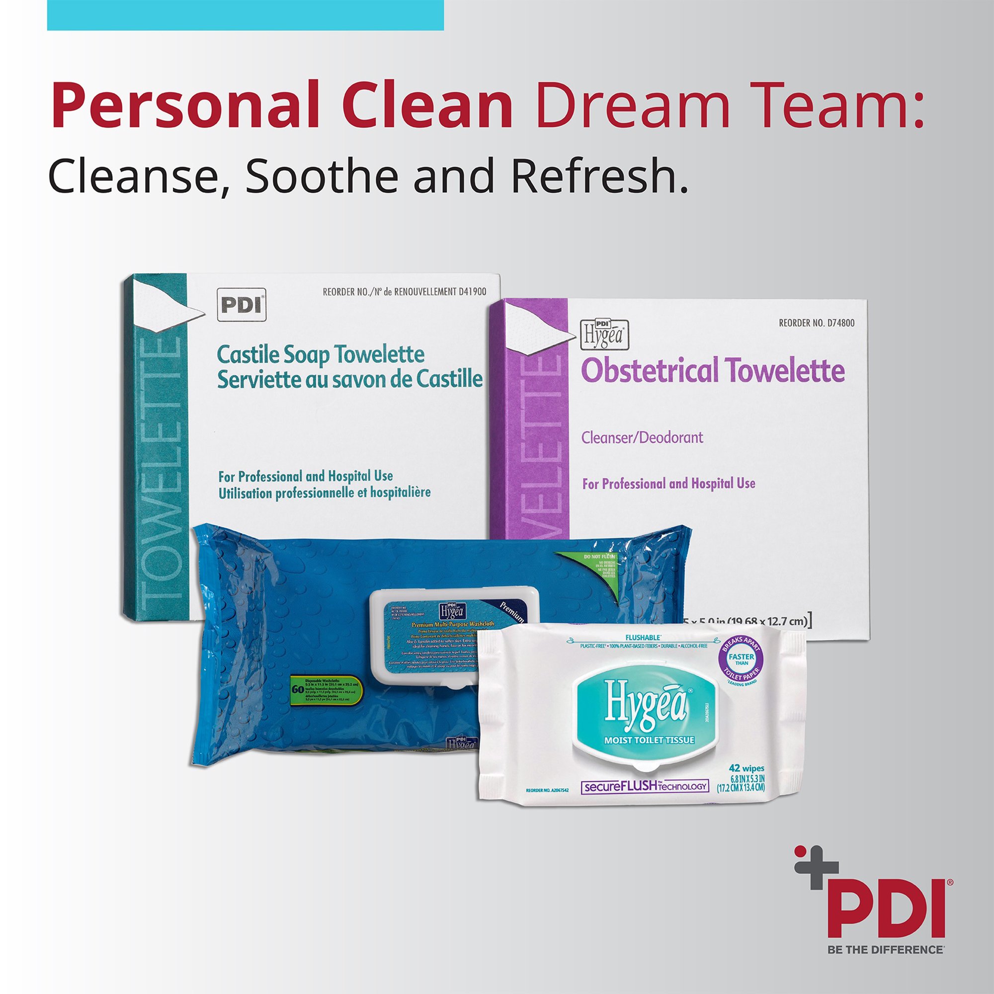 Professional Disposables J22750 - Hygea® Scented Multi-Purpose Personal Cleansing Wipe, 8 x 12 Inch - 48/Pack, 576/Case